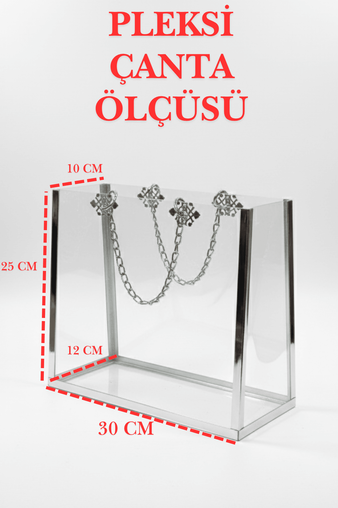Pleksi Şeffaf Çanta - Bohça Çantası - GÜMÜŞ