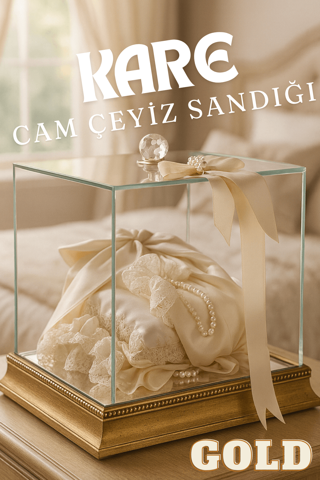 Kare Cam Çeyiz Sandığı - Çeyizlik Cam Kutu