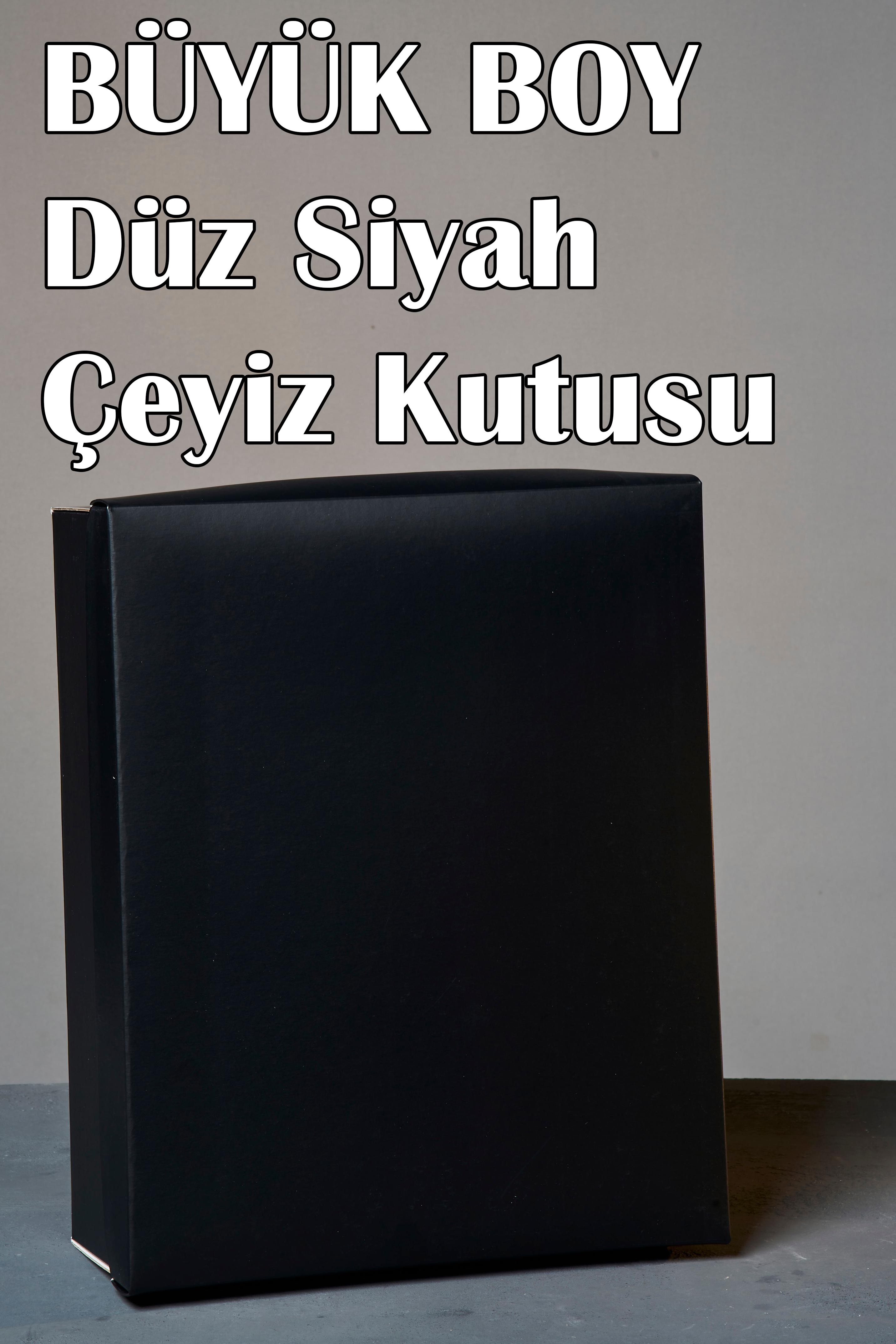 Düz Siyah 3'Lü Çeyiz Kutusu - Büyük Boy