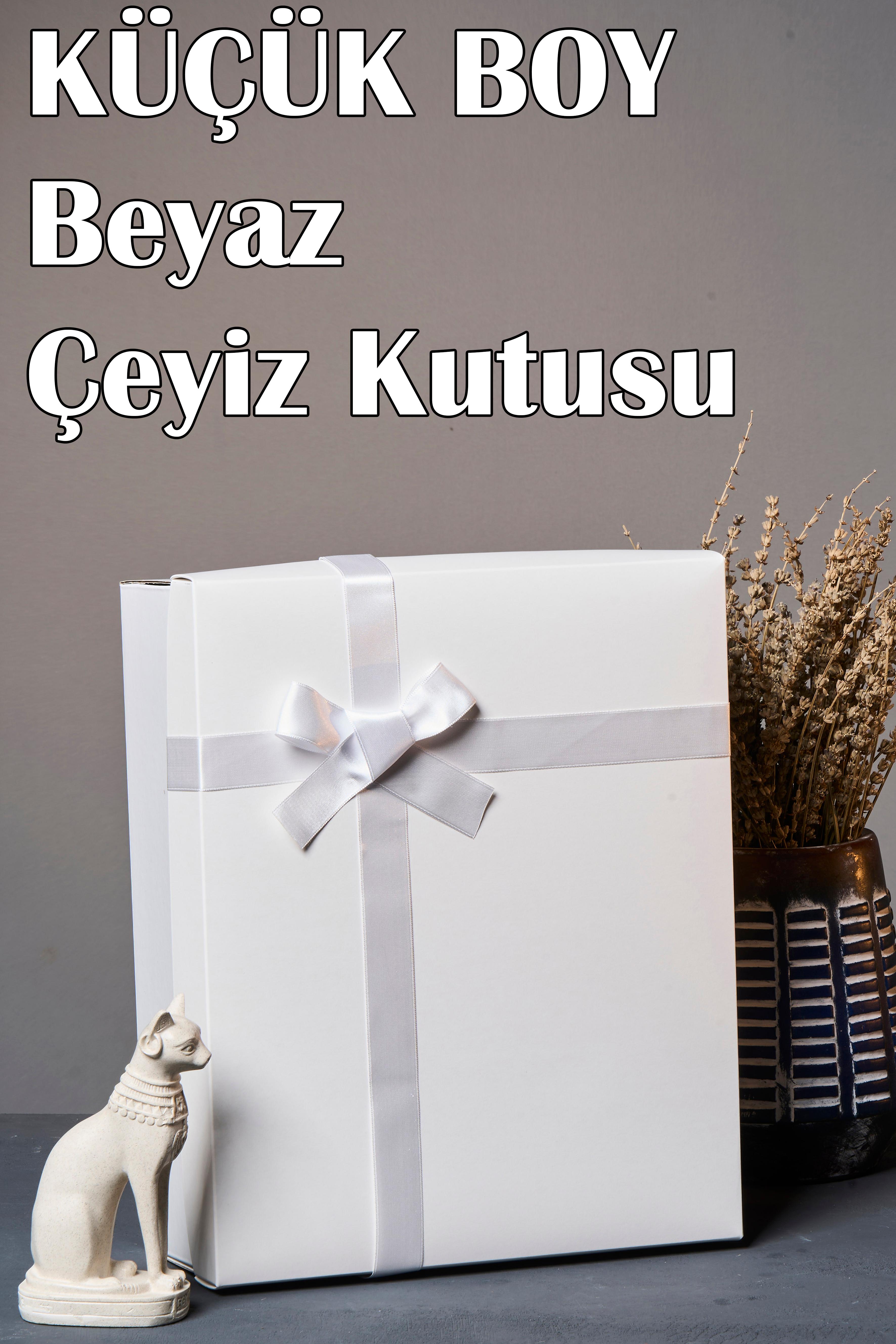 Beyaza Beyaz Kurdeleli 3'Lü Çeyiz Kutusu - Küçük Boy