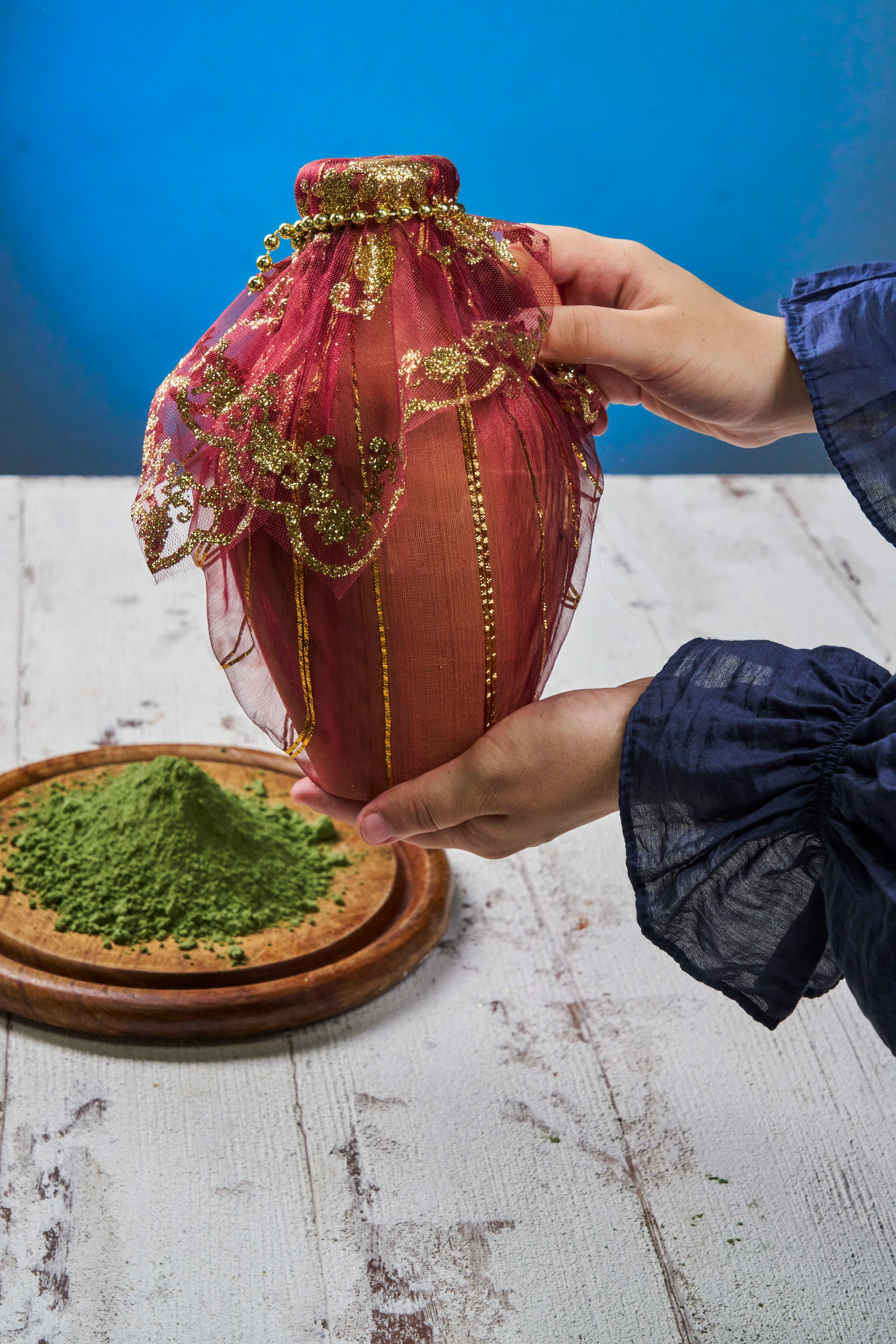 Süslü Kına Testisi (22x13 cm) - BORDO