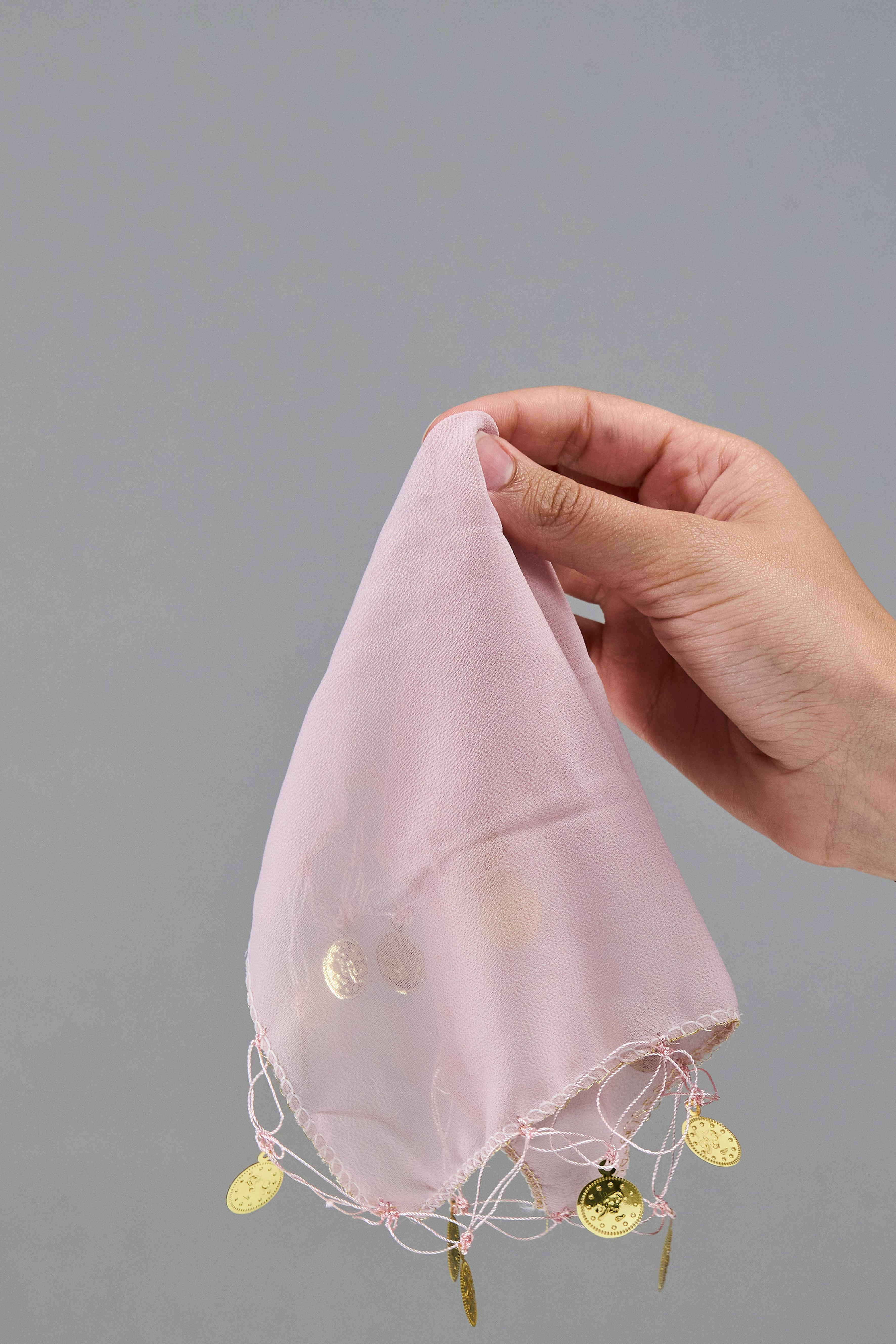 10 Adet Pullu Şifon Halay Mendili - PEMBE