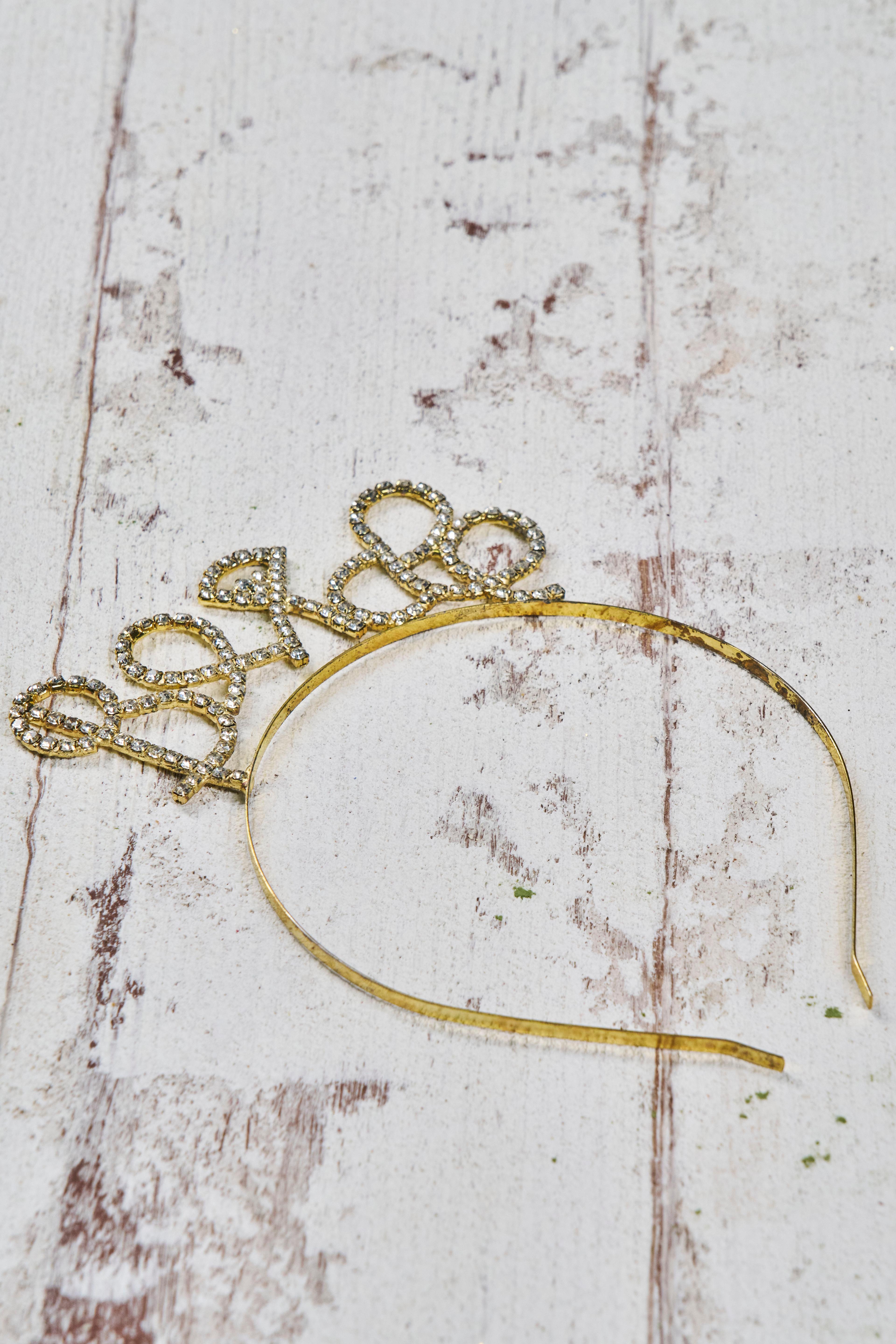 Signature Taşlı Bride Taç - GOLD
