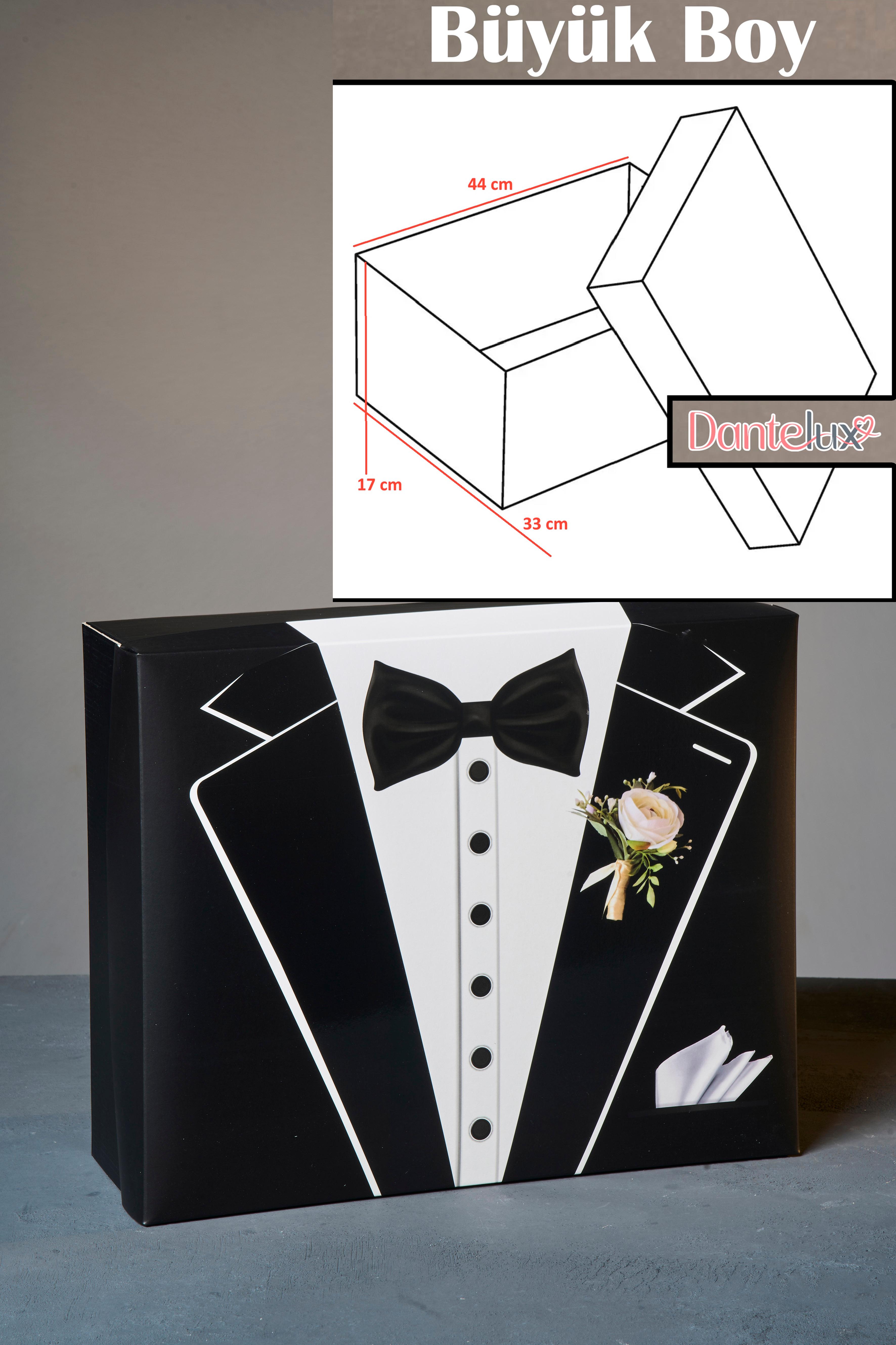 Smokin Desenli 3'Lü Damat Kutusu - Büyük Boy