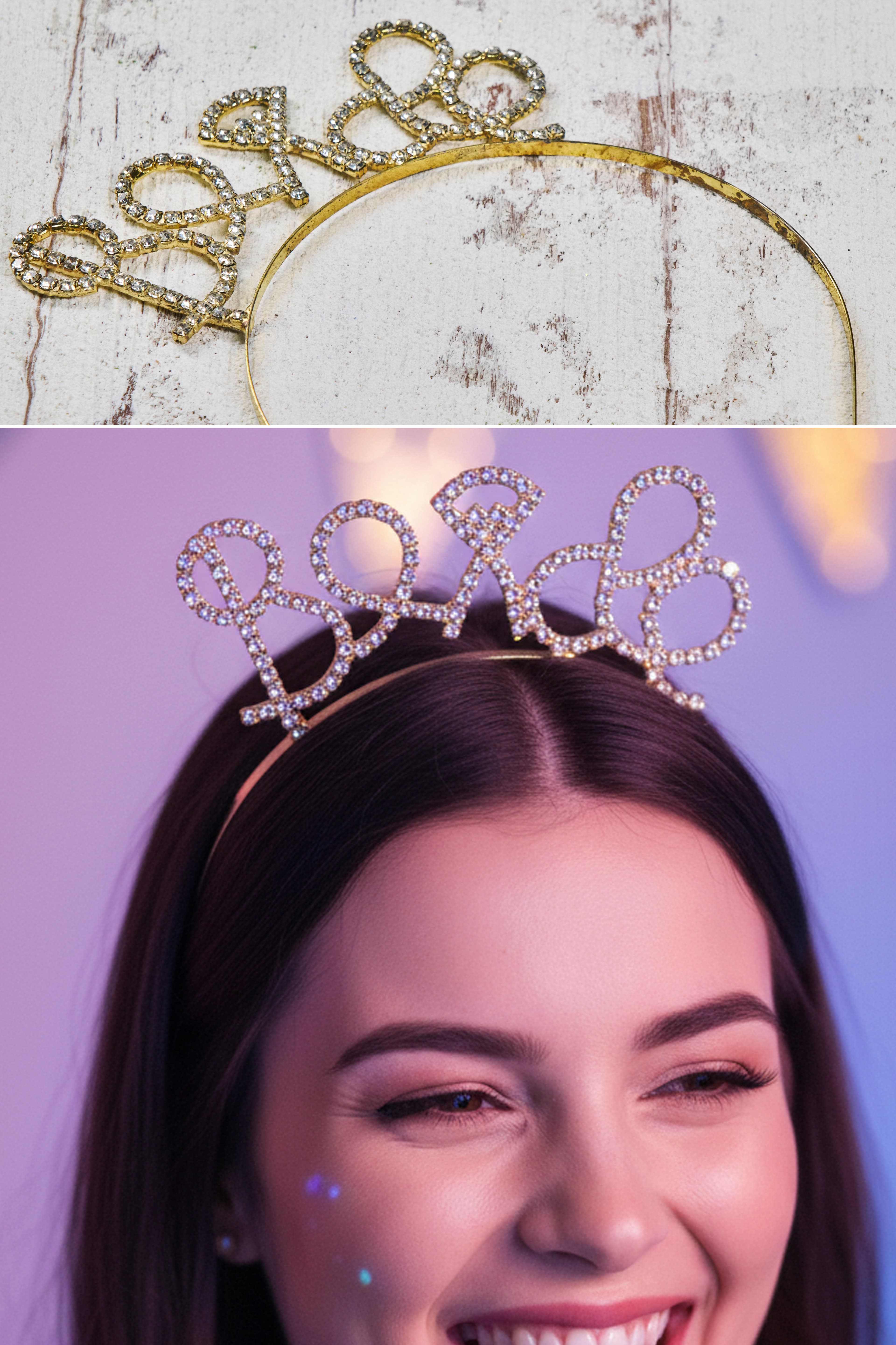 Signature Taşlı Bride Taç - GOLD