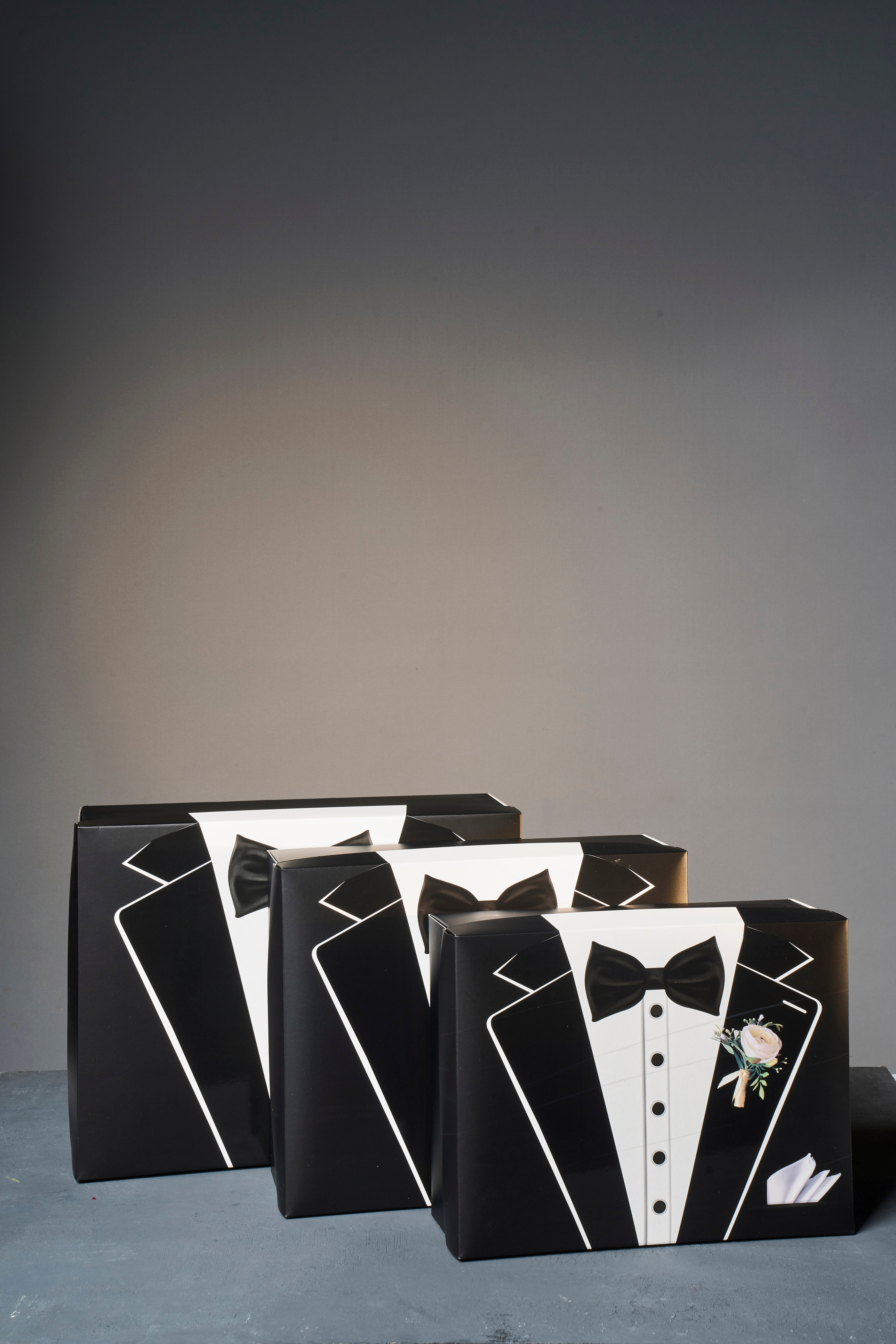 Smokin Desenli 3'Lü Damat Kutusu - 3'Lü Set