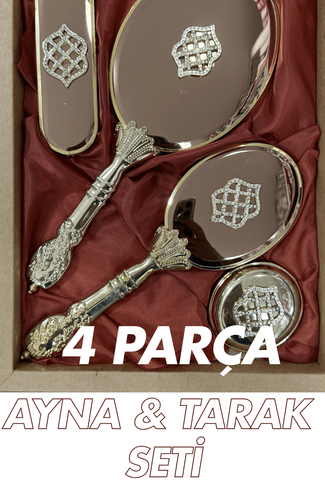 4 Parça Ayna & Tarak Seti (Çeyizlik Tuvalet Takımı) - 3. Model