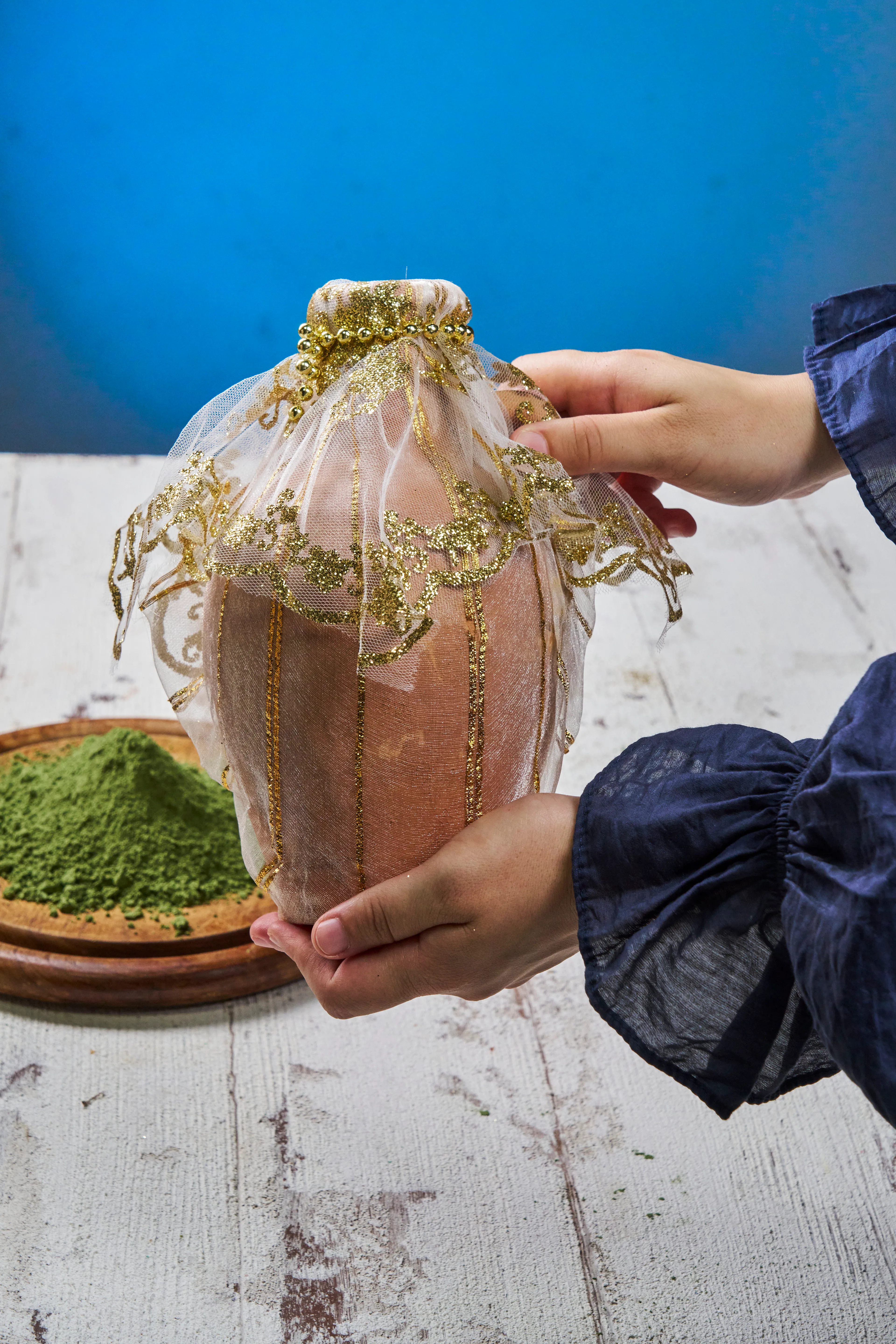 Süslü Kına Testisi (22x13 cm) - KREM