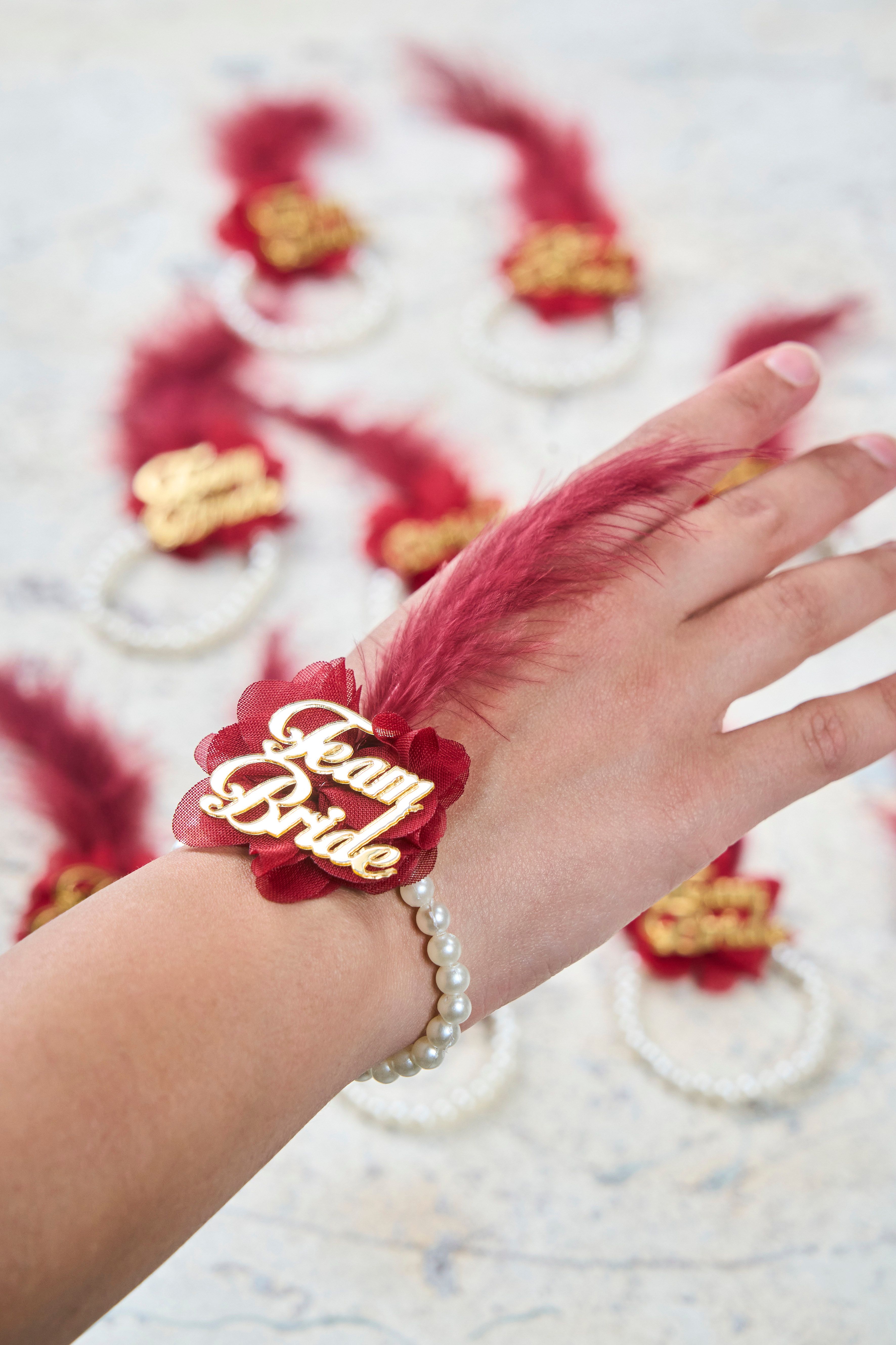 10 Adet Bekarlığa Veda - Bride Team Bileklik - BORDO