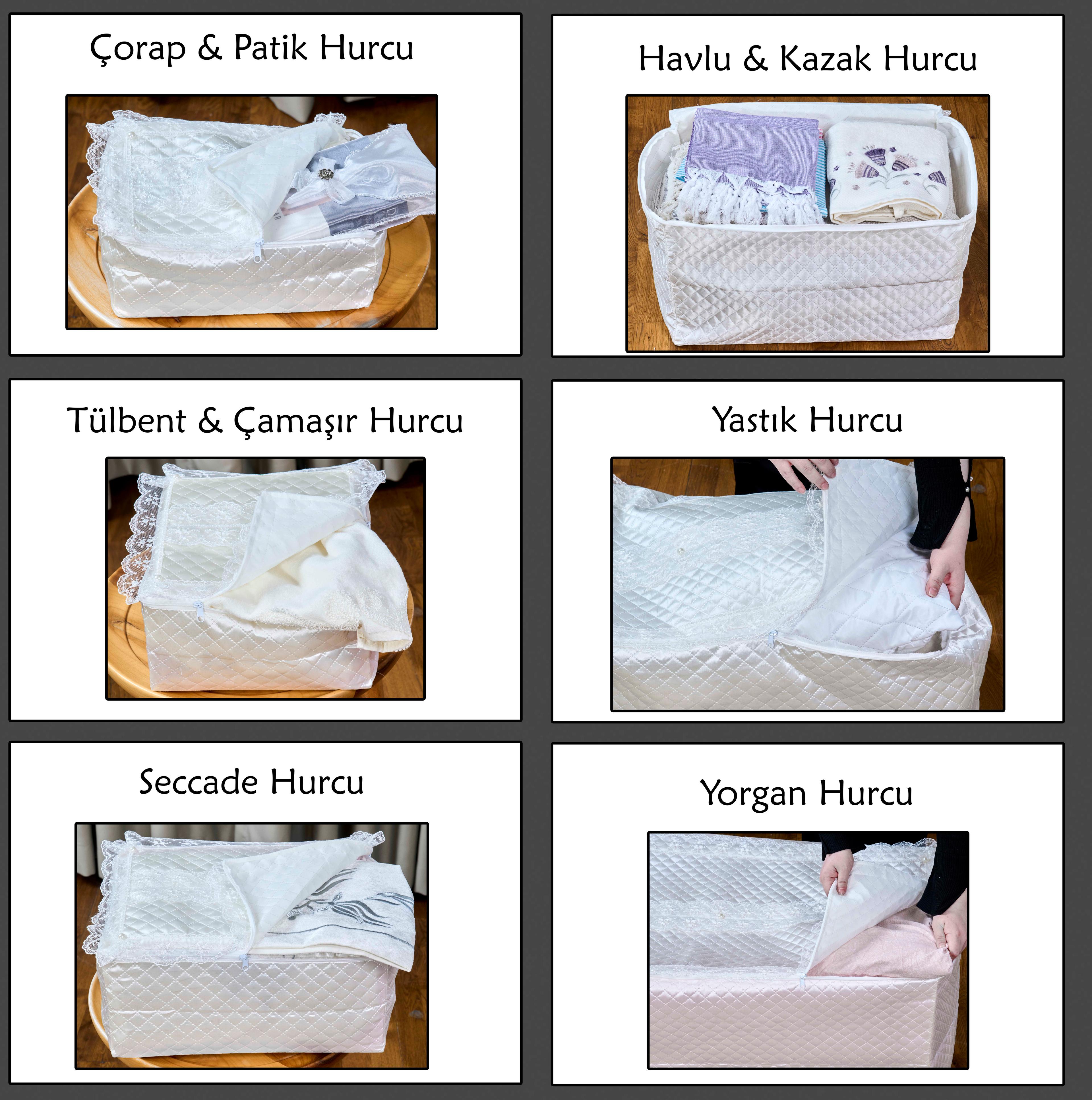 Çeyizlik Dantelli Hurç - 6'Lı Hurç Set