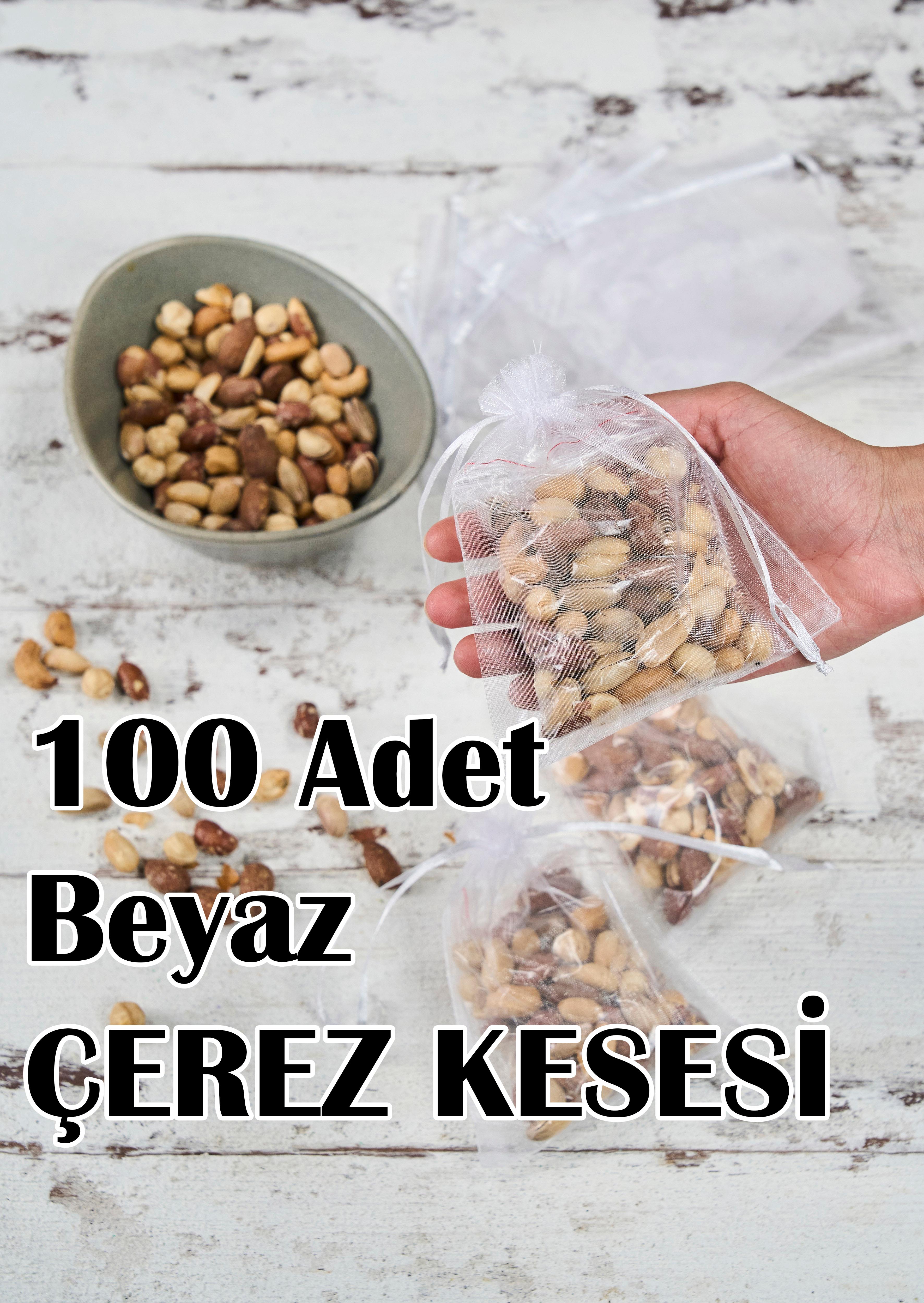 100 Adet Klasik Tül Çerez Kesesi (15x12 cm) - BEYAZ