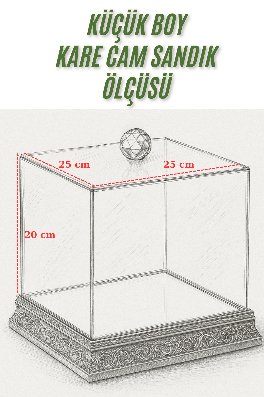 Kare Cam Çeyiz Sandığı - Çeyizlik Cam Kutu