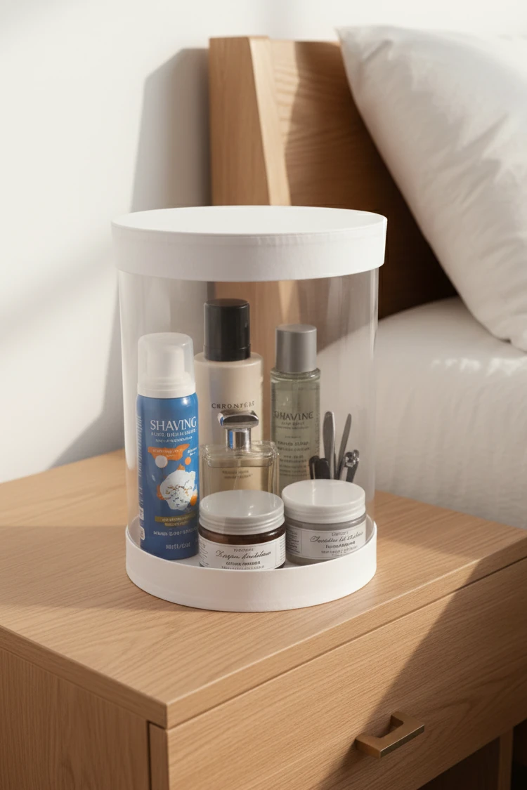 Yuvarlak Asetat Bohça Kutusu - Silinidir Şeffaf Çeyiz Kutusu