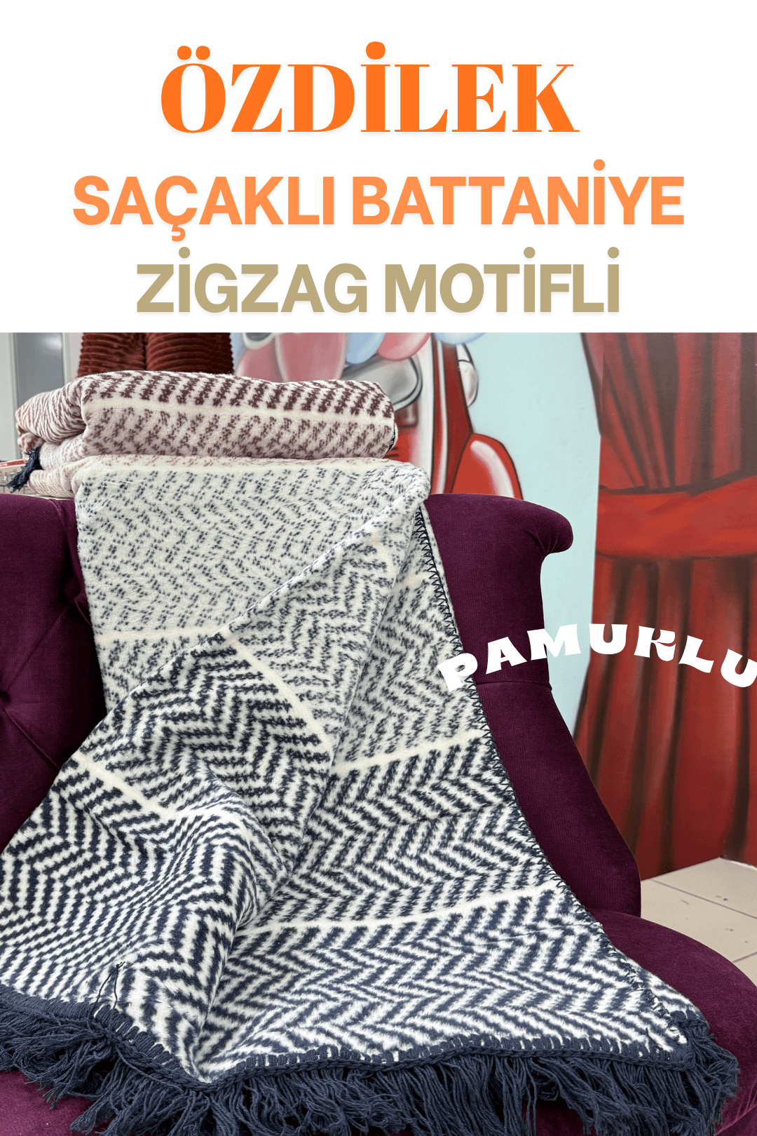Saçaklı Pamuklu Battaniye (Çift Kişilik) 180x220 cm - LACİVERT
