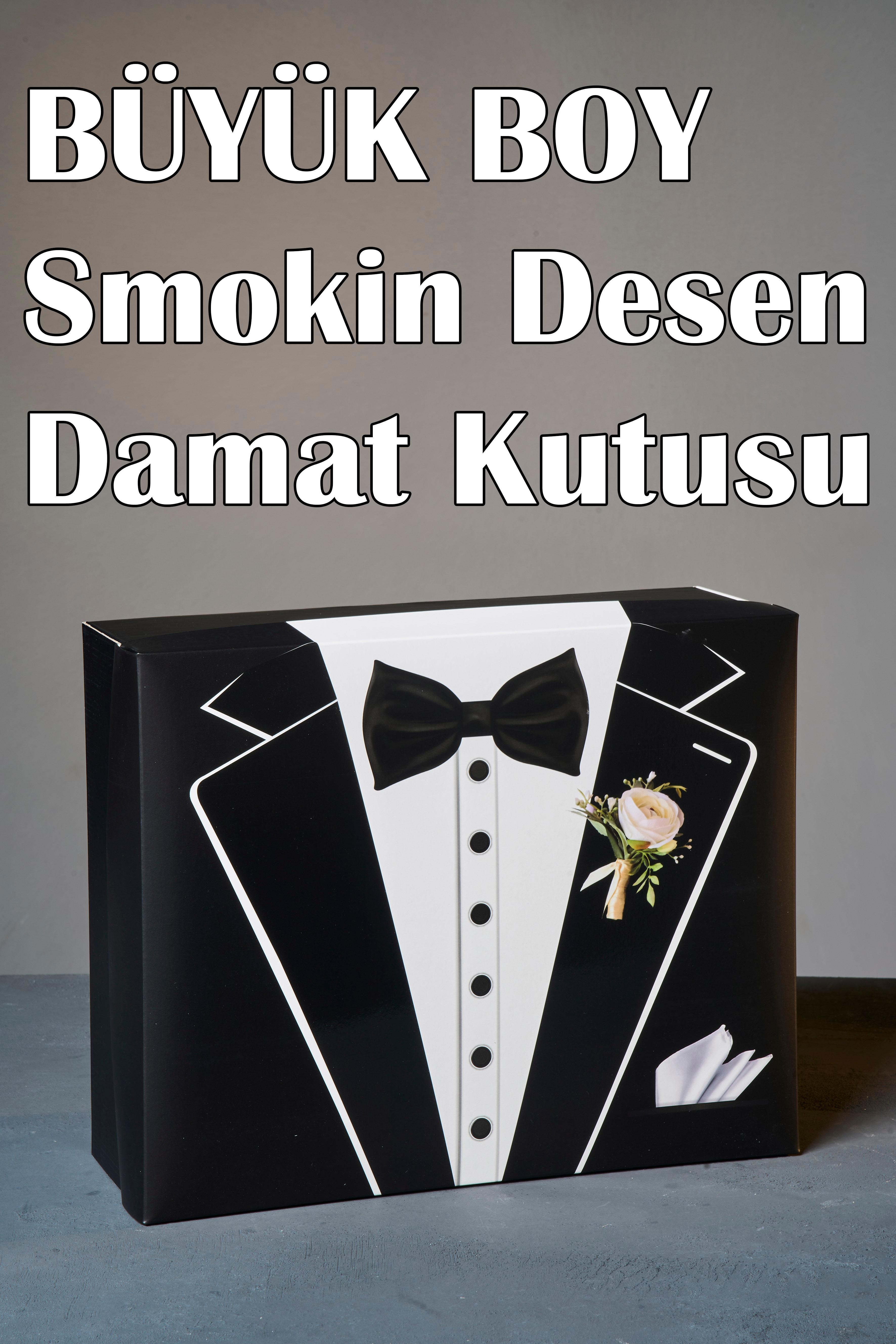 Smokin Desenli 3'Lü Damat Kutusu - Büyük Boy