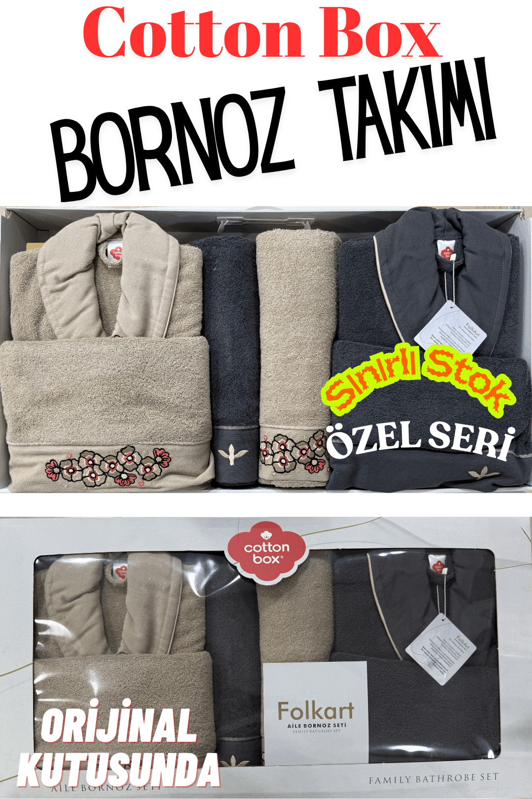 Folkart Aile Bornoz Seti - Özel Seri - Sınırlı Stok - 2. Model