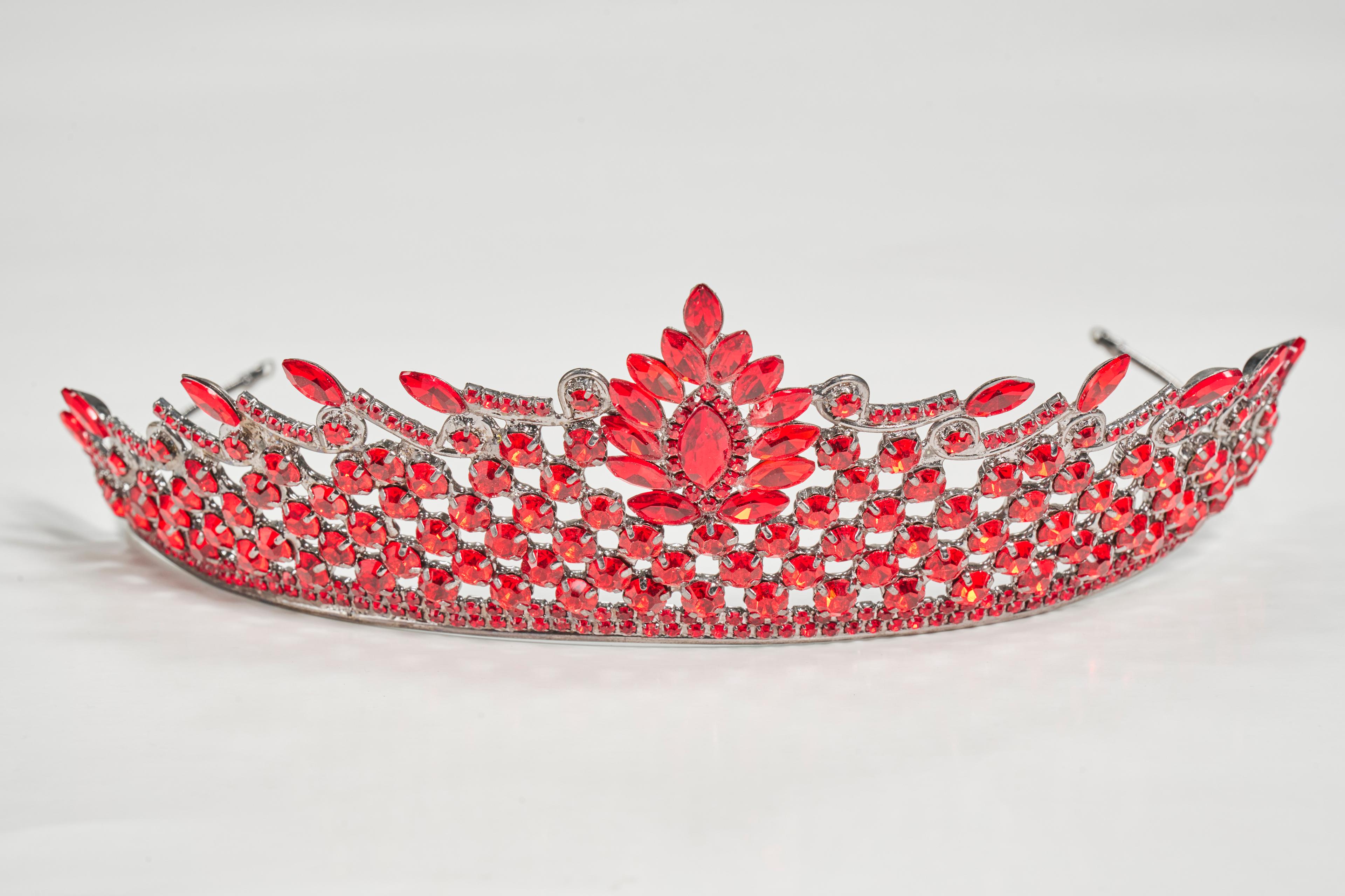 Ruby Gelin Tacı Baş Aksesuarı - KIRMIZI