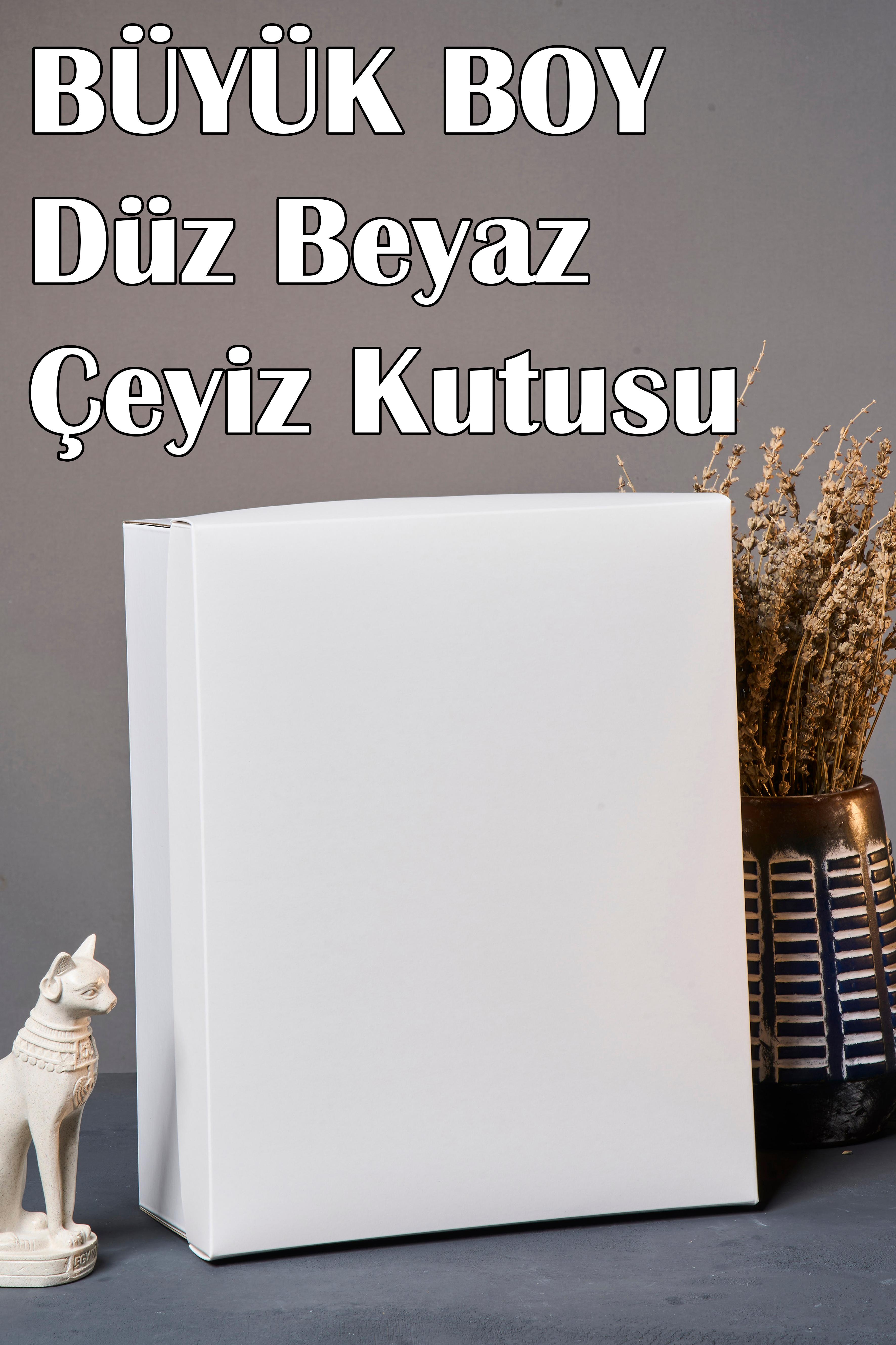 Düz Beyaz 3'Lü Çeyiz Kutusu - Büyük Boy