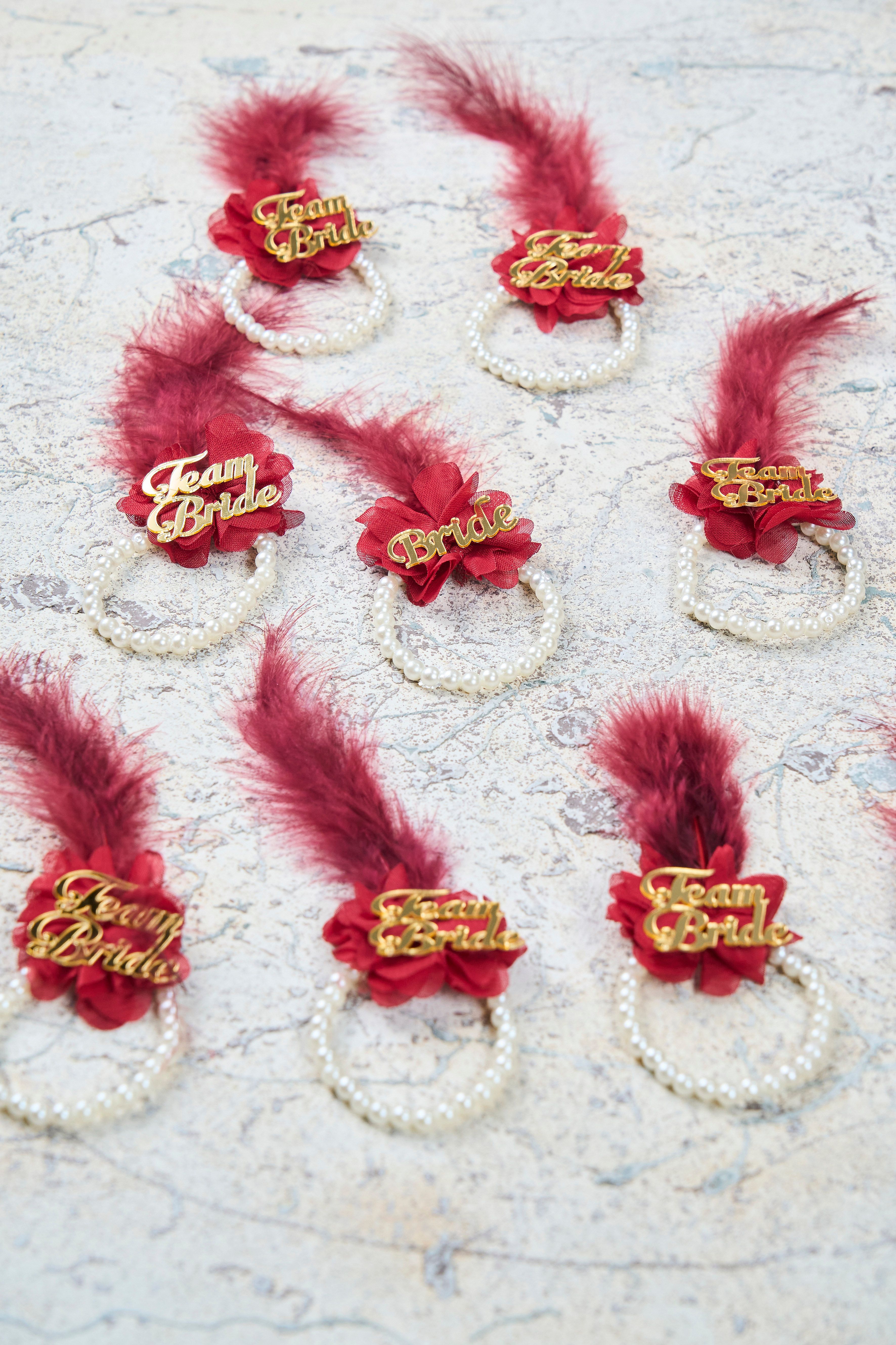10 Adet Bekarlığa Veda - Bride Team Bileklik - BORDO