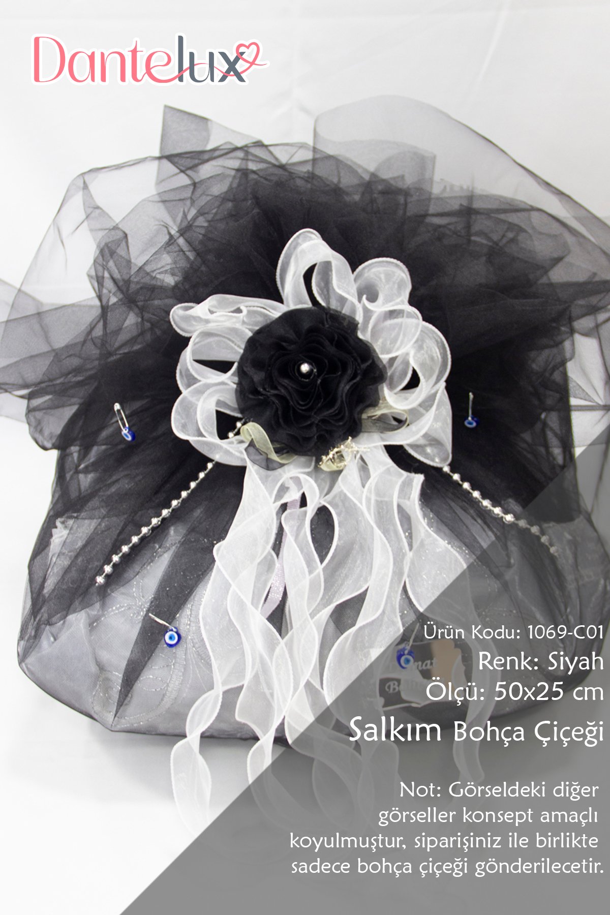 Salkım Bohça Süsleme Çiçeği - SİYAH