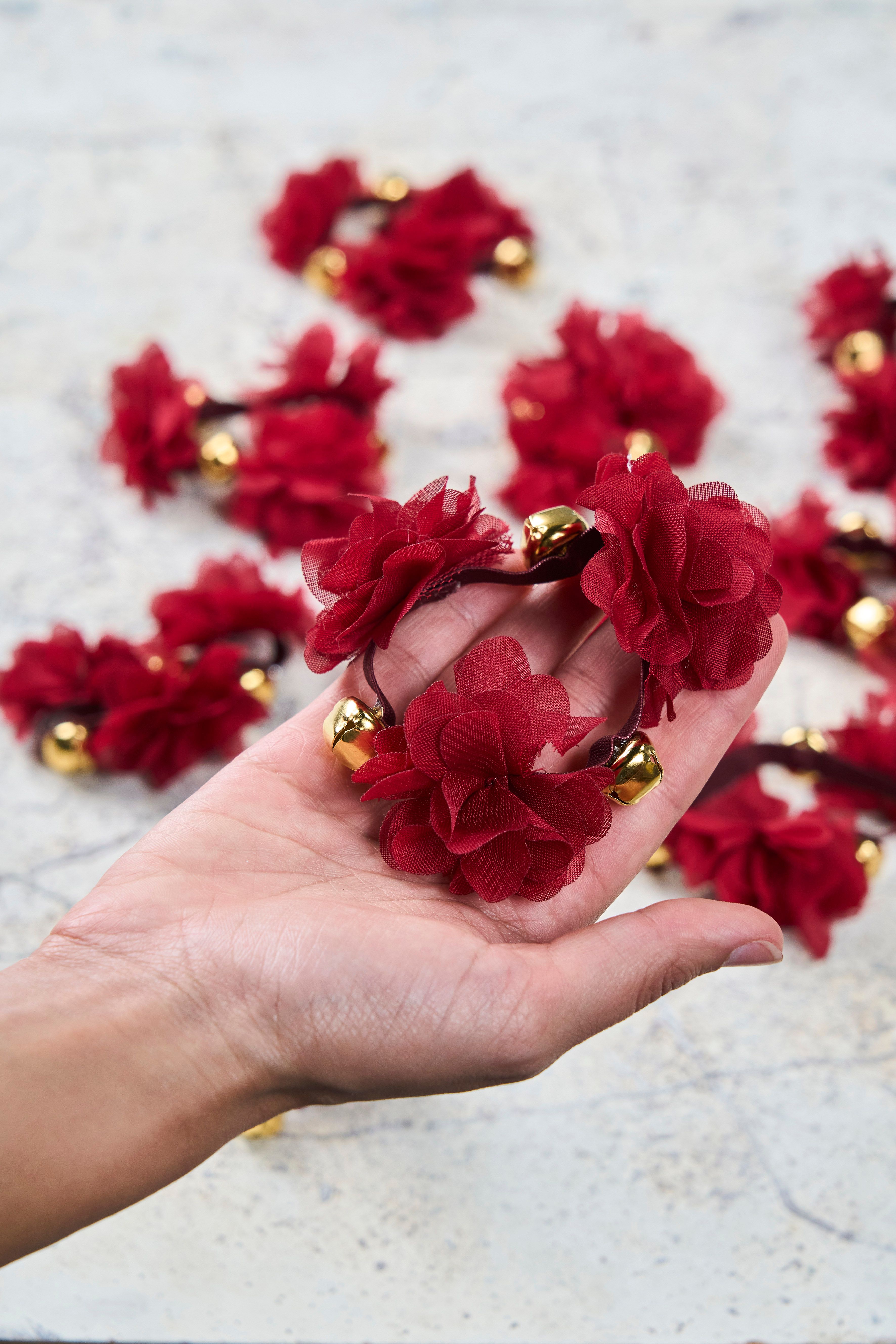 10 Adet Zilli Nedime Bilekliği - Bekarlığa Veda Bilekliği - BORDO