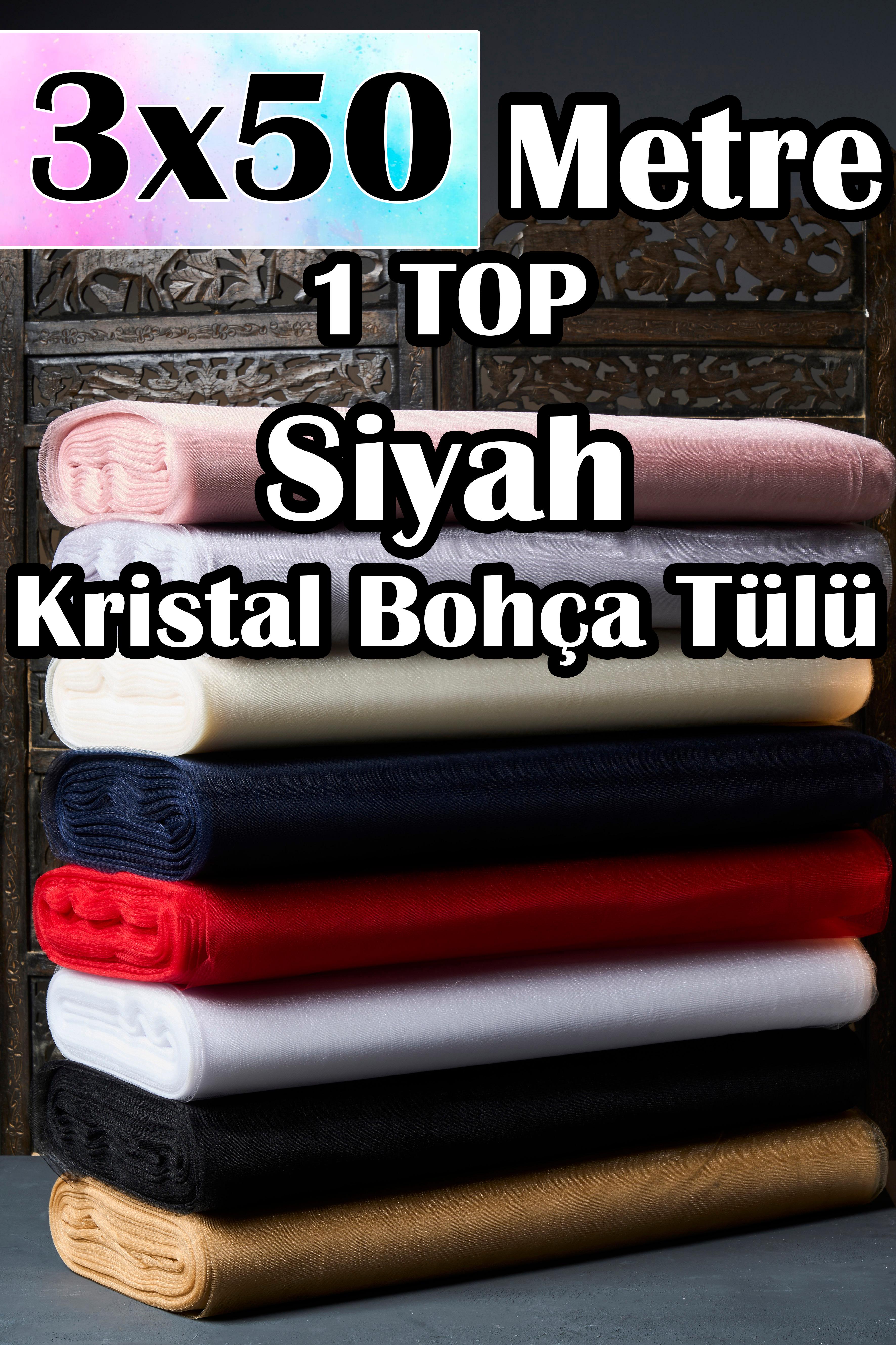 Çok Amaçlı Kristal Tül (Bohça Tülü) 3x50 Metre (1 Top) - SİYAH