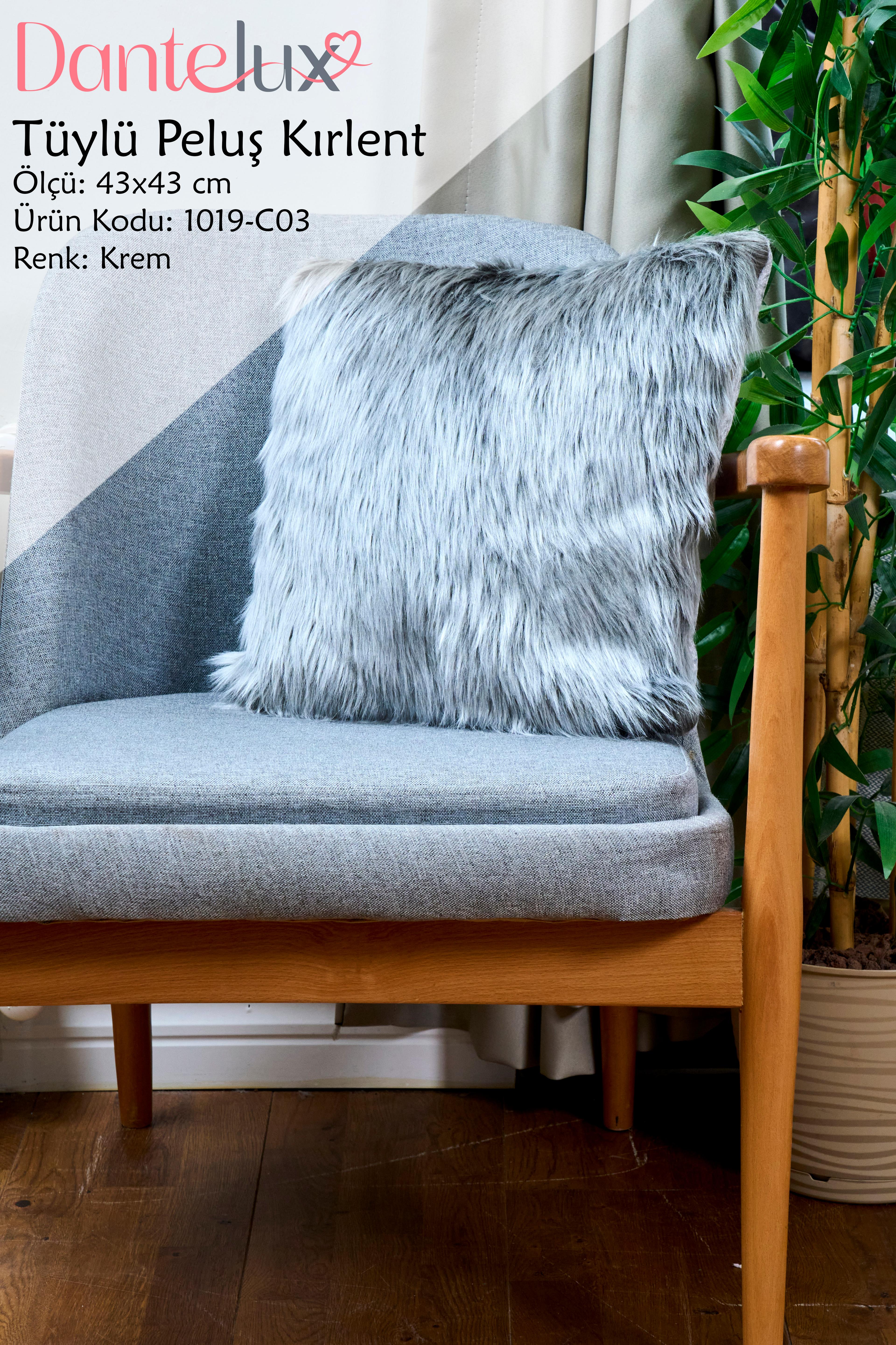 Tüylü Peluş Kırlent - GRİ