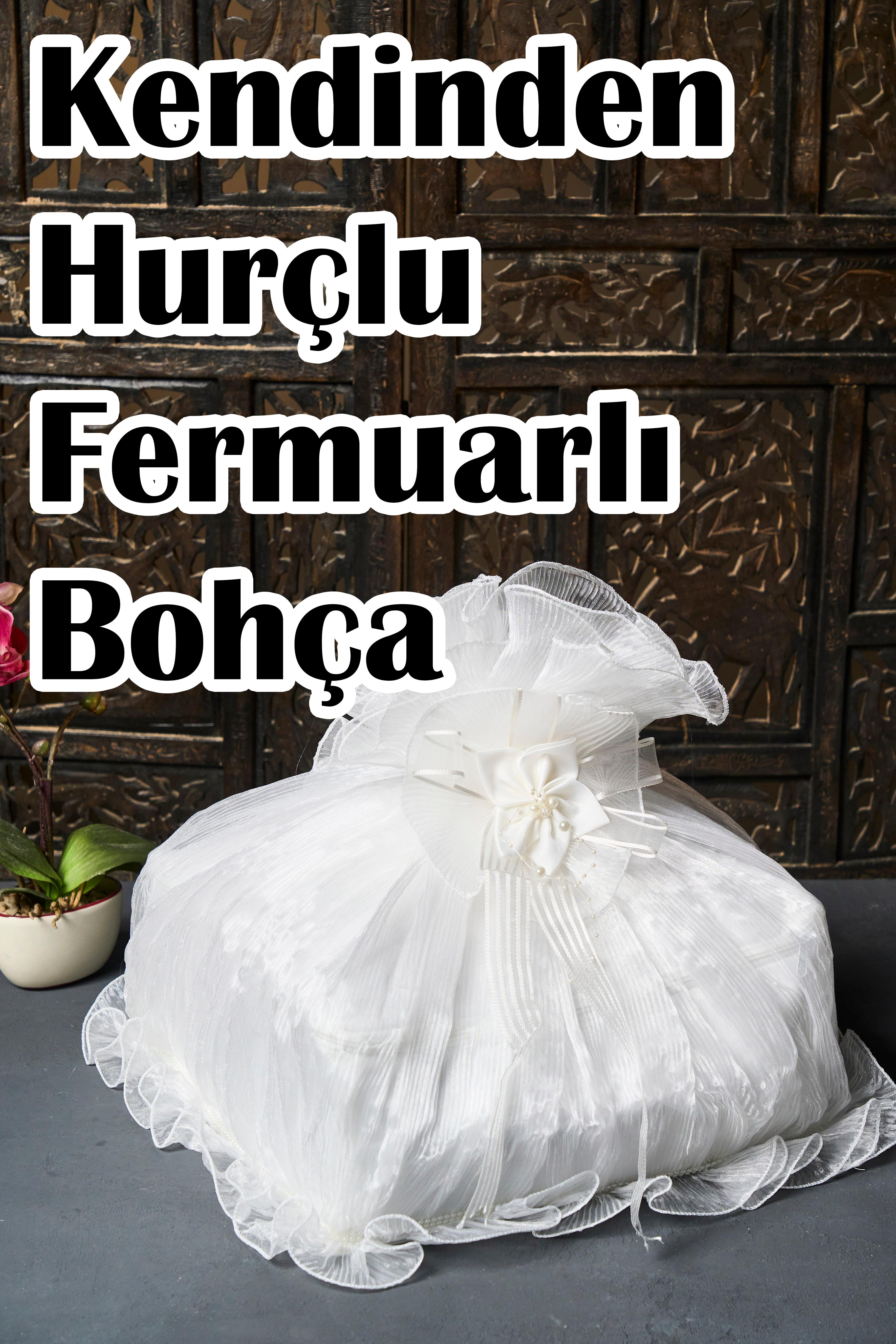 Kendinden Hurçlu Fırfırlı Büzgülü Özel Hurç - KREM