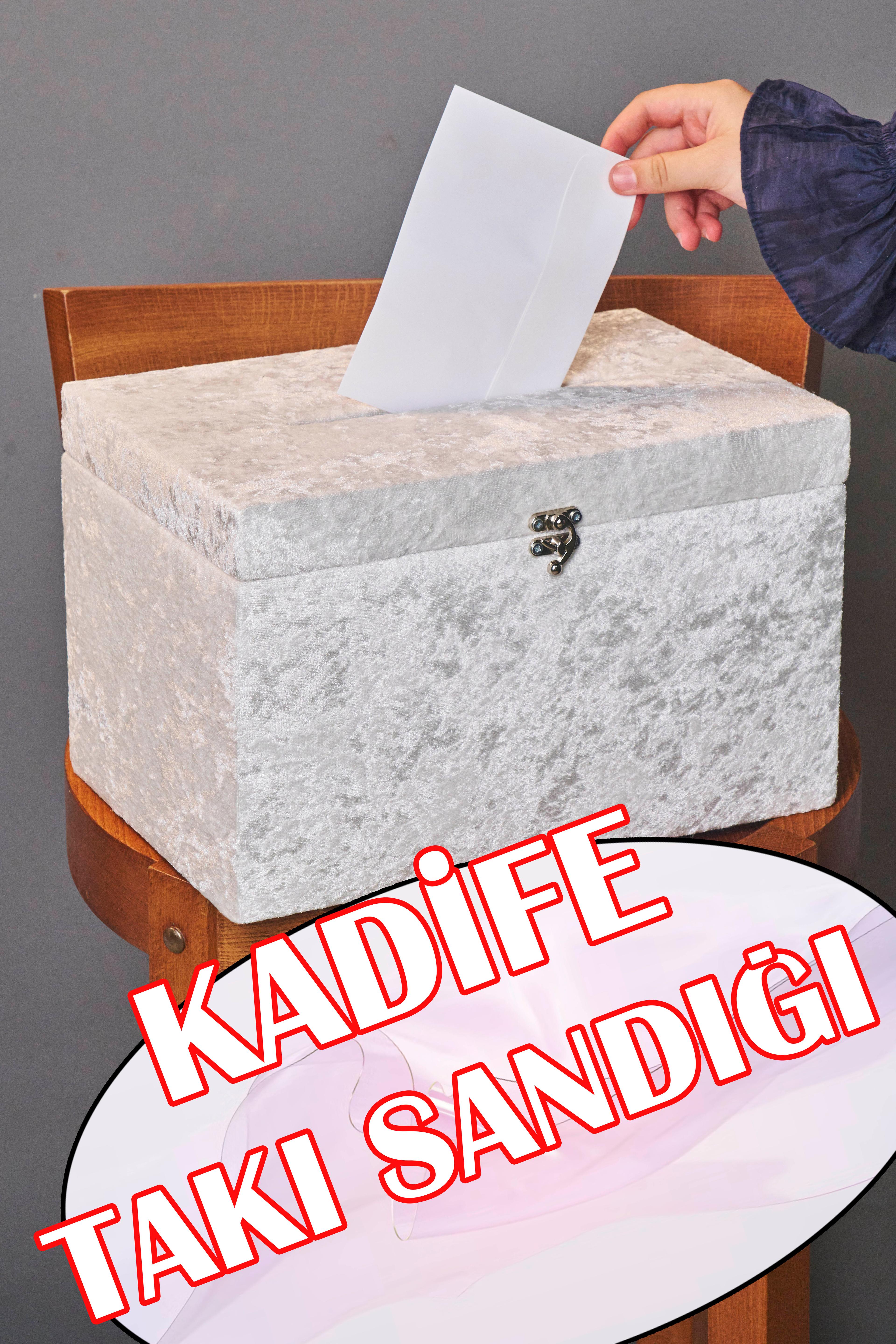 Kadife Takı Sandığı (20x22x33 cm) - KREM
