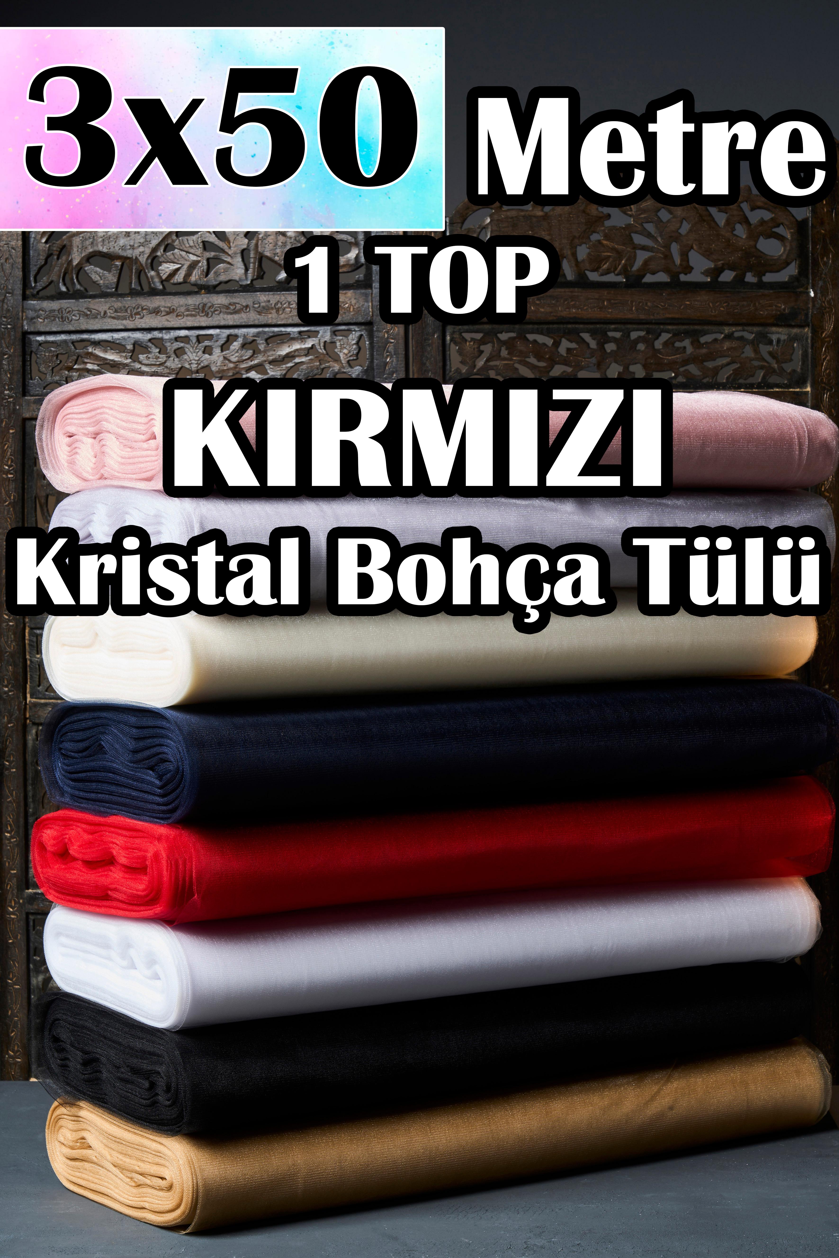 Çok Amaçlı Kristal Tül (Bohça Tülü) 3x50 Metre (1 Top) - KIRMIZI