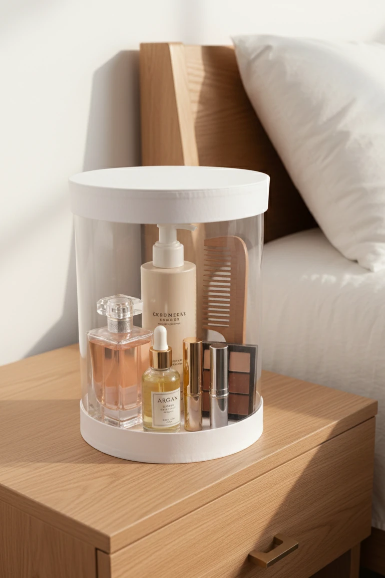 Yuvarlak Asetat Bohça Kutusu - Silinidir Şeffaf Çeyiz Kutusu