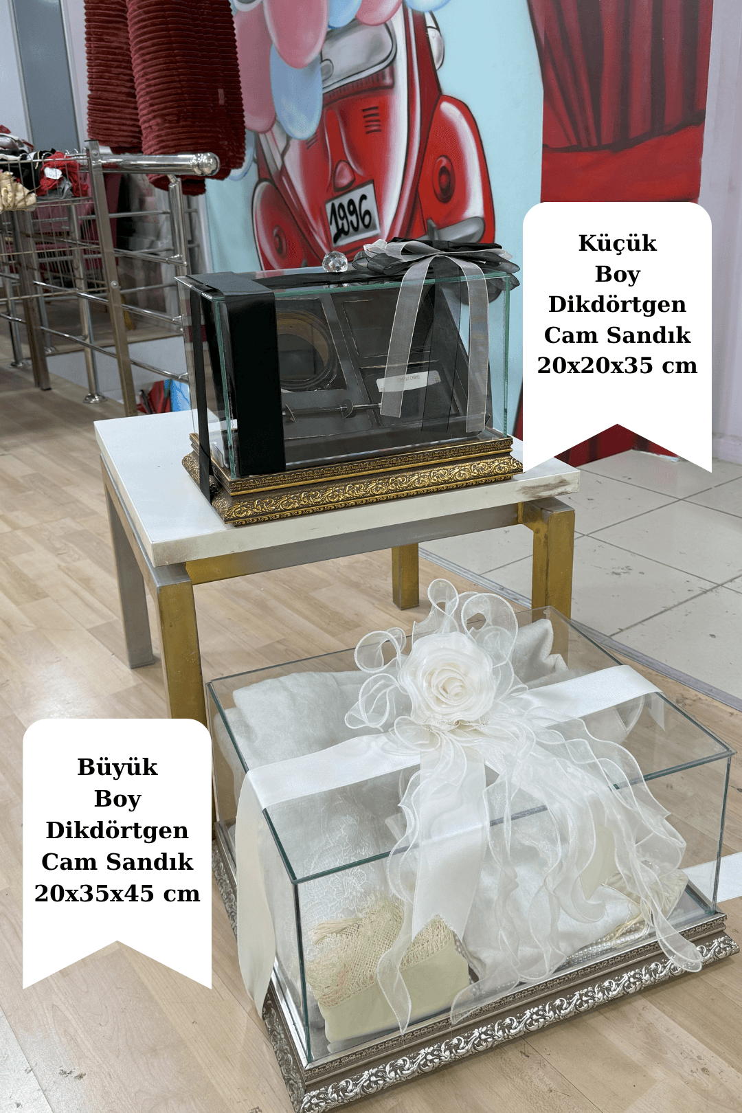 Dikdörtgen Cam Çeyiz Sandığı - Çeyizlik Cam Sandık