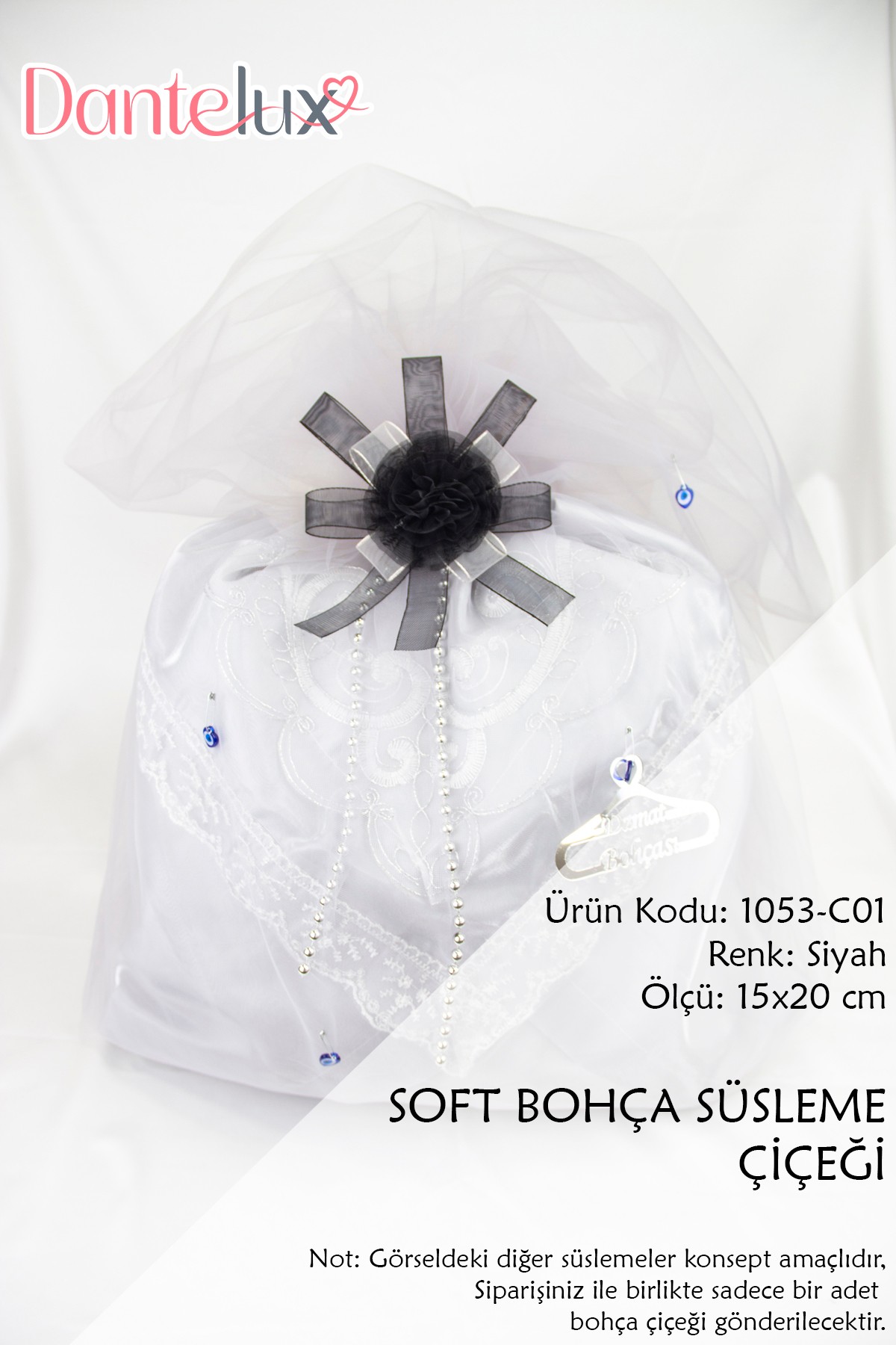 Soft Bohça Çiçeği - Bohça Süsleme Çiçeği - SİYAH