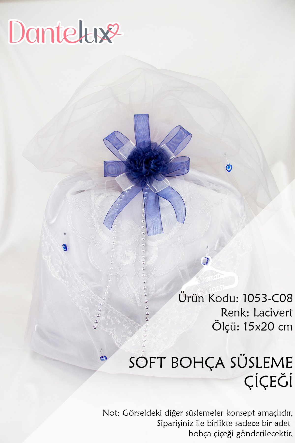 Soft Bohça Çiçeği - Bohça Süsleme Çiçeği - LACİVERT