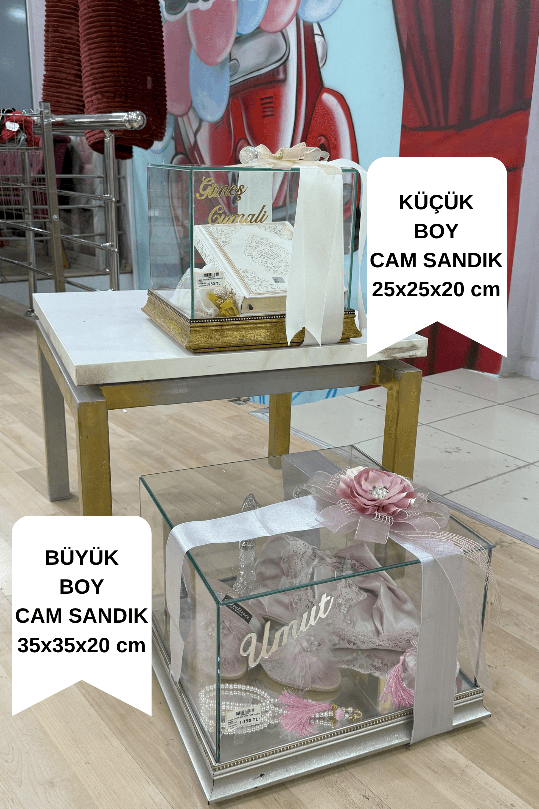 Kare Cam Çeyiz Sandığı - Çeyizlik Cam Kutu