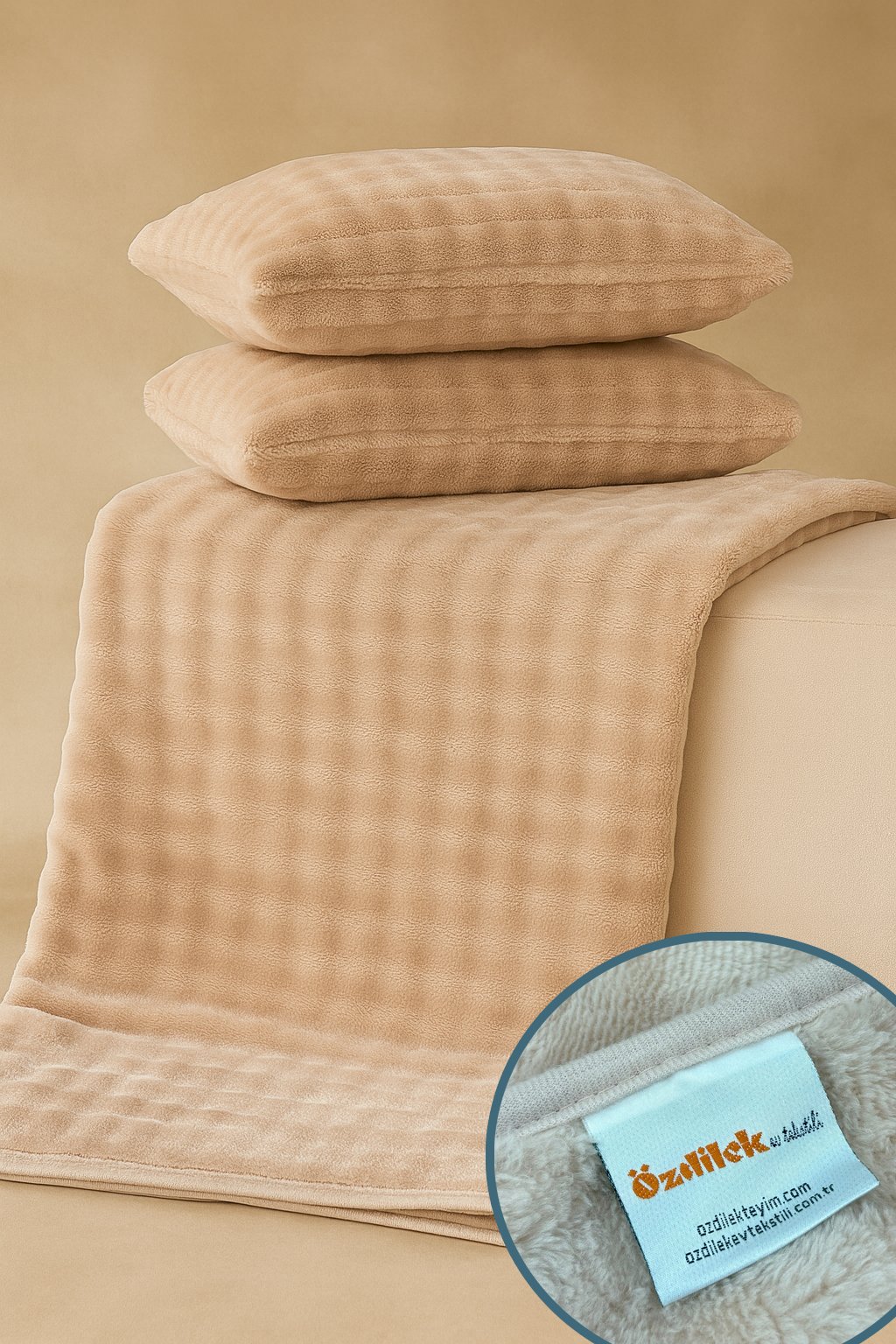 Fluffy Çift Kişilik Yatak Örtüsü Seti (220x240 cm) - 3 Parça Set