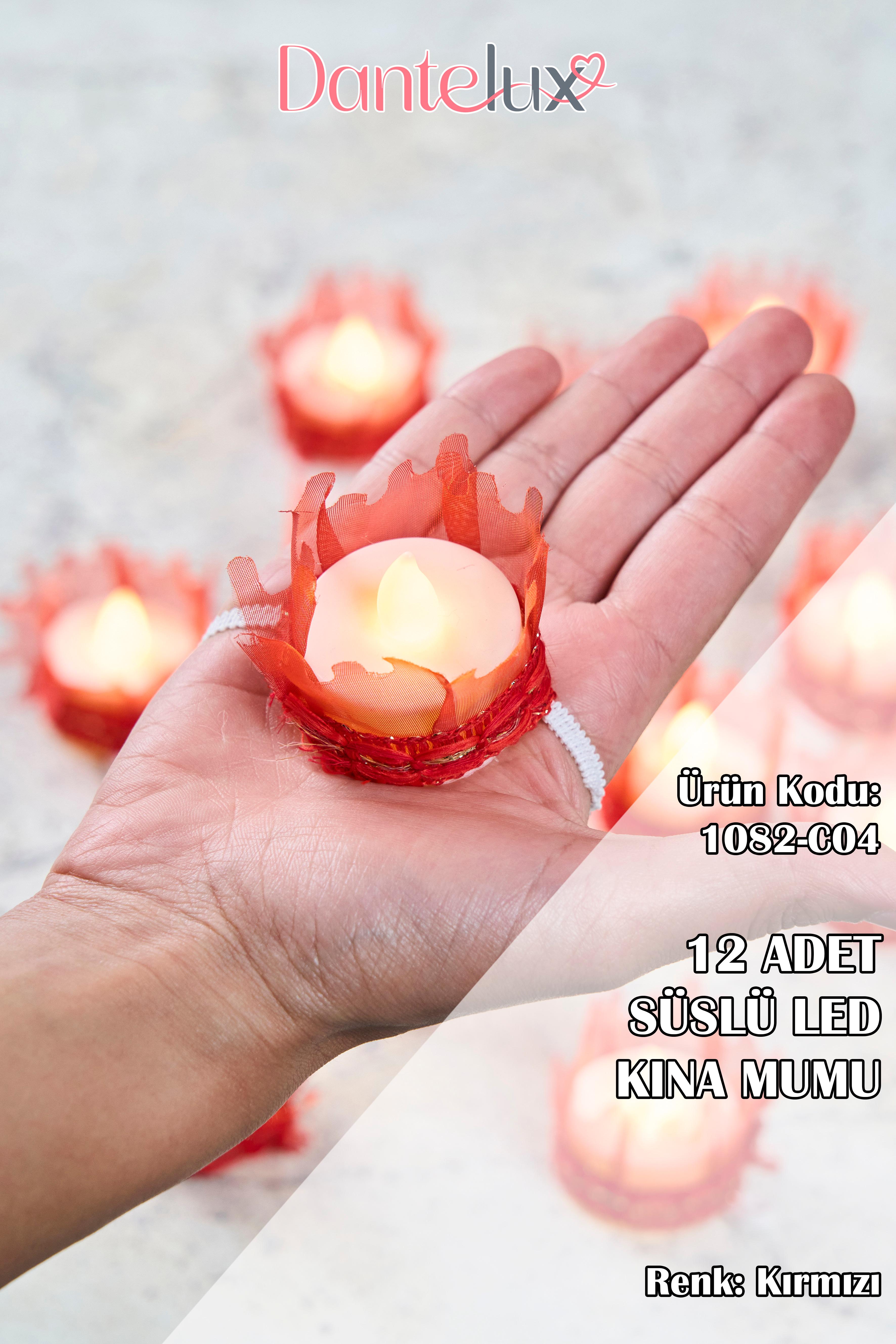 12 Adet Led Süslü Kına Mumu