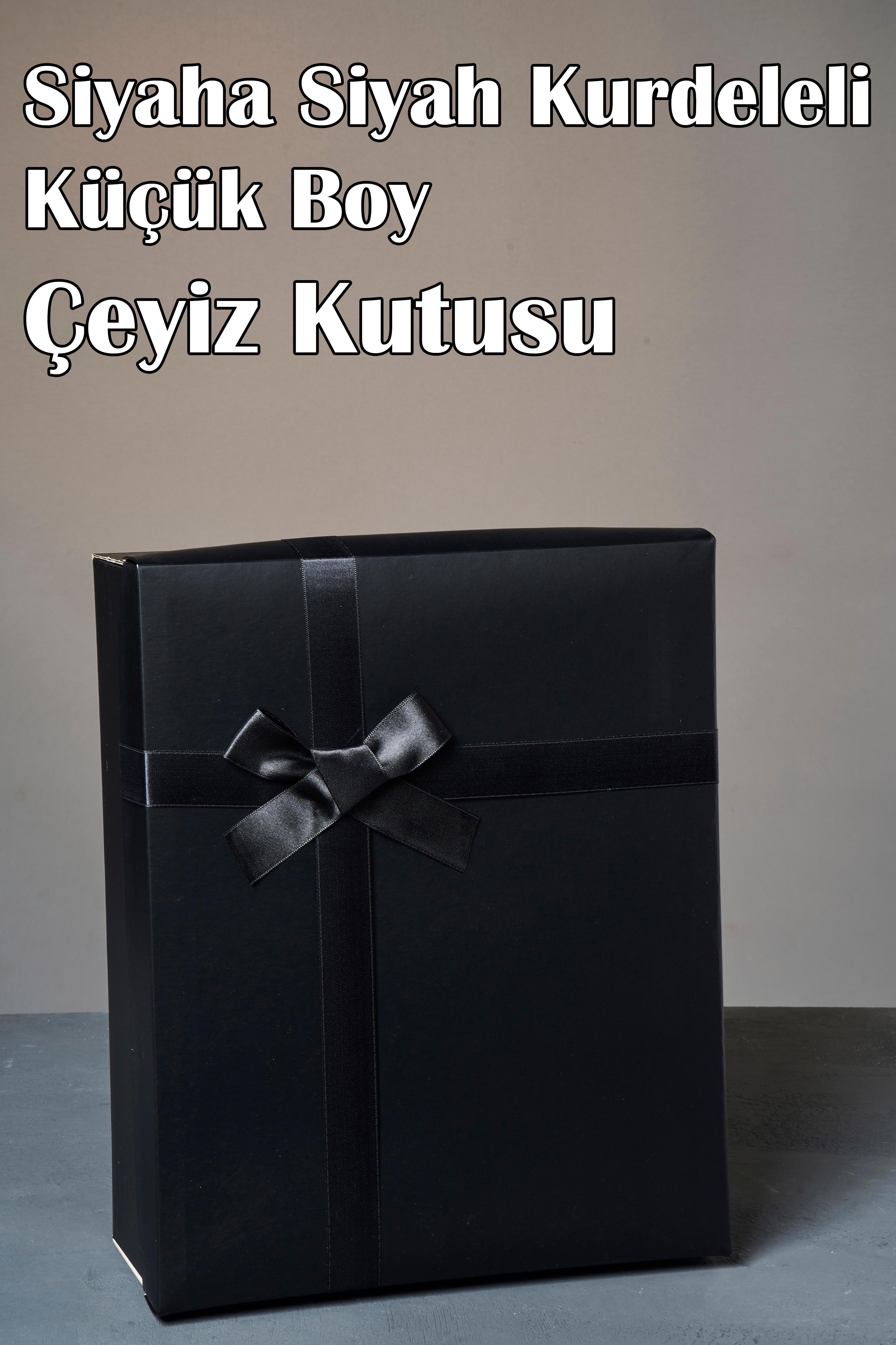 Siyaha Siyah Kurdeleli 3'Lü Damat Kutusu - Küçük Boy