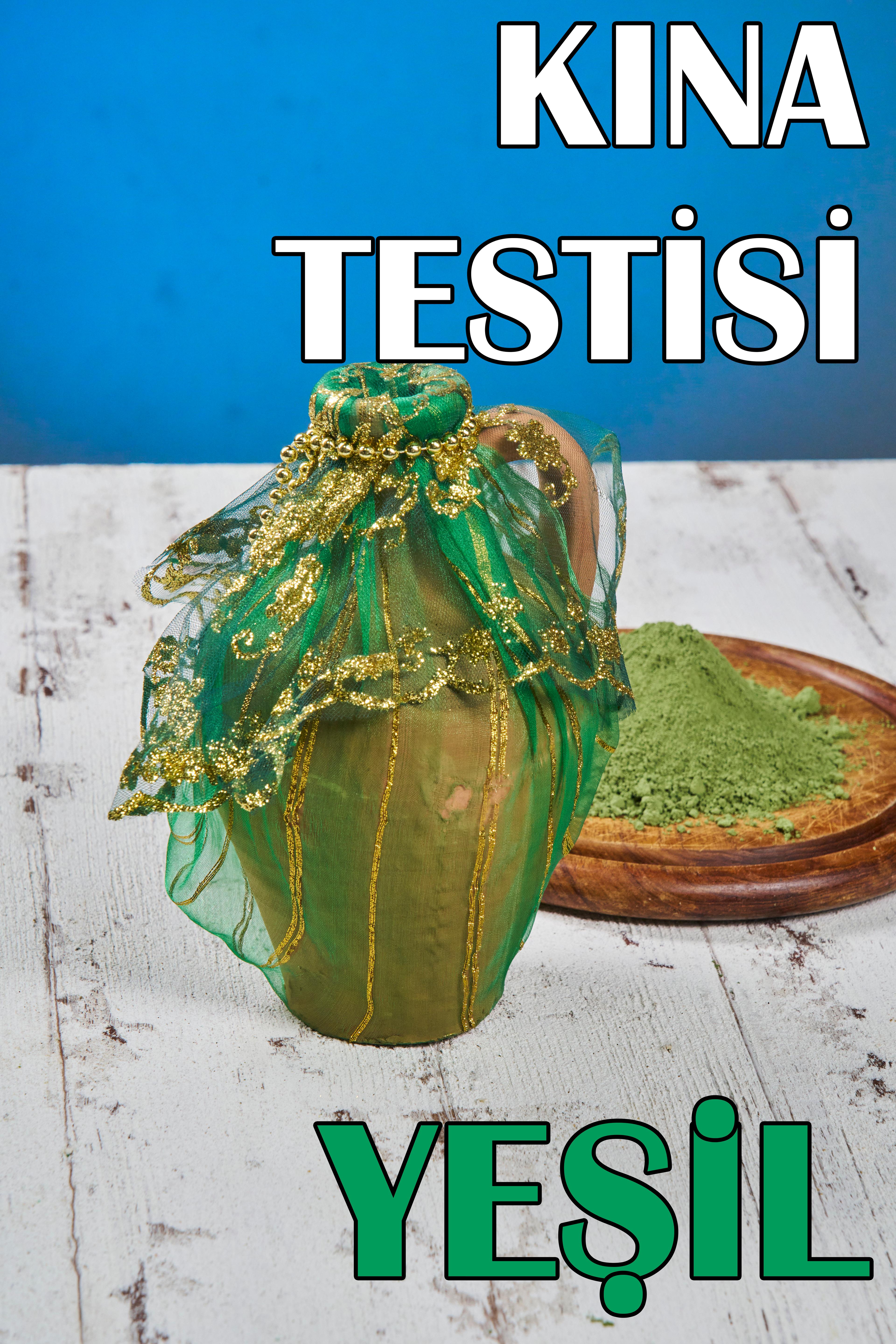 Süslü Kına Testisi (22x13 cm) - YEŞİL