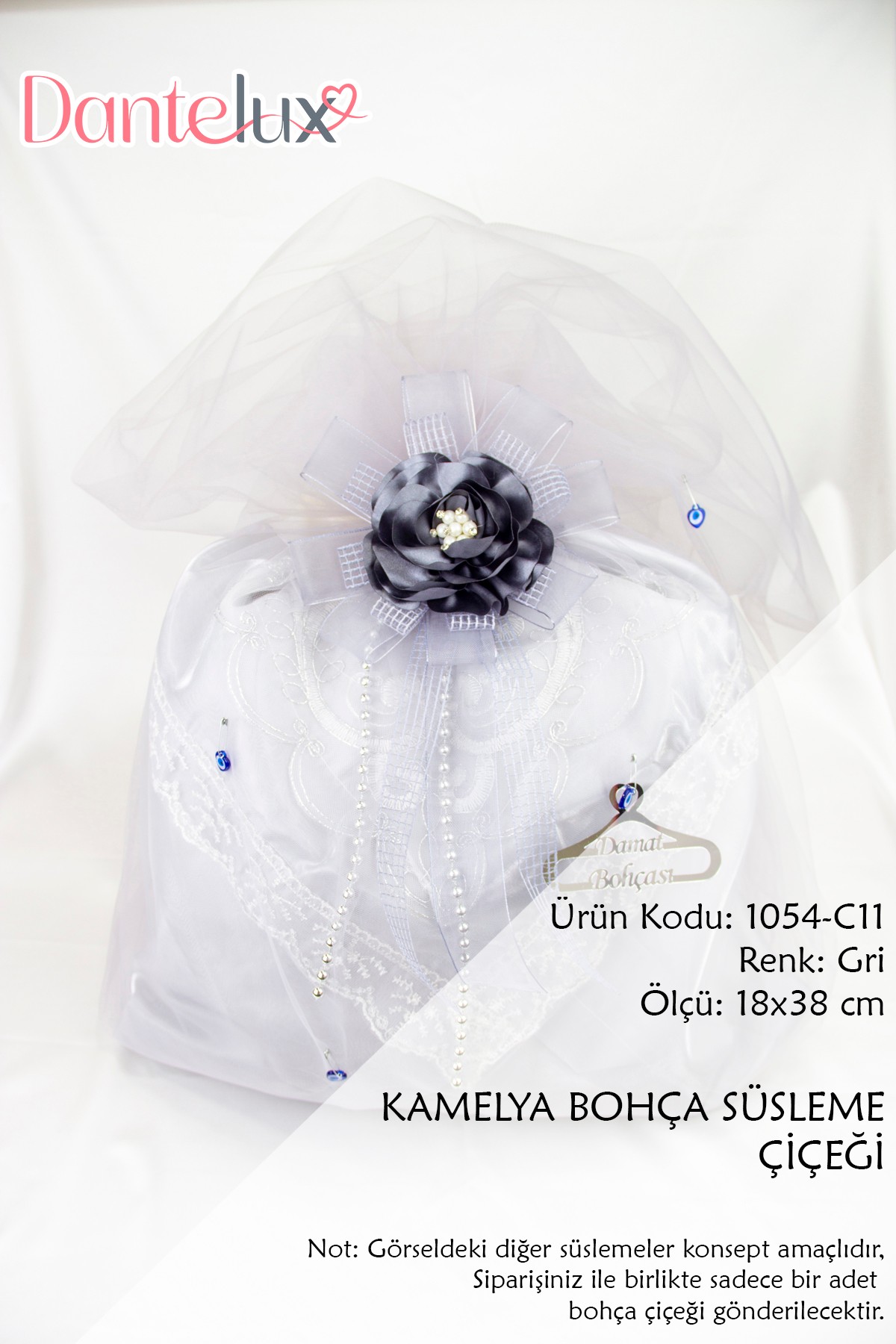Kamelya Bohça Süsleme Çiçeği - GRİ