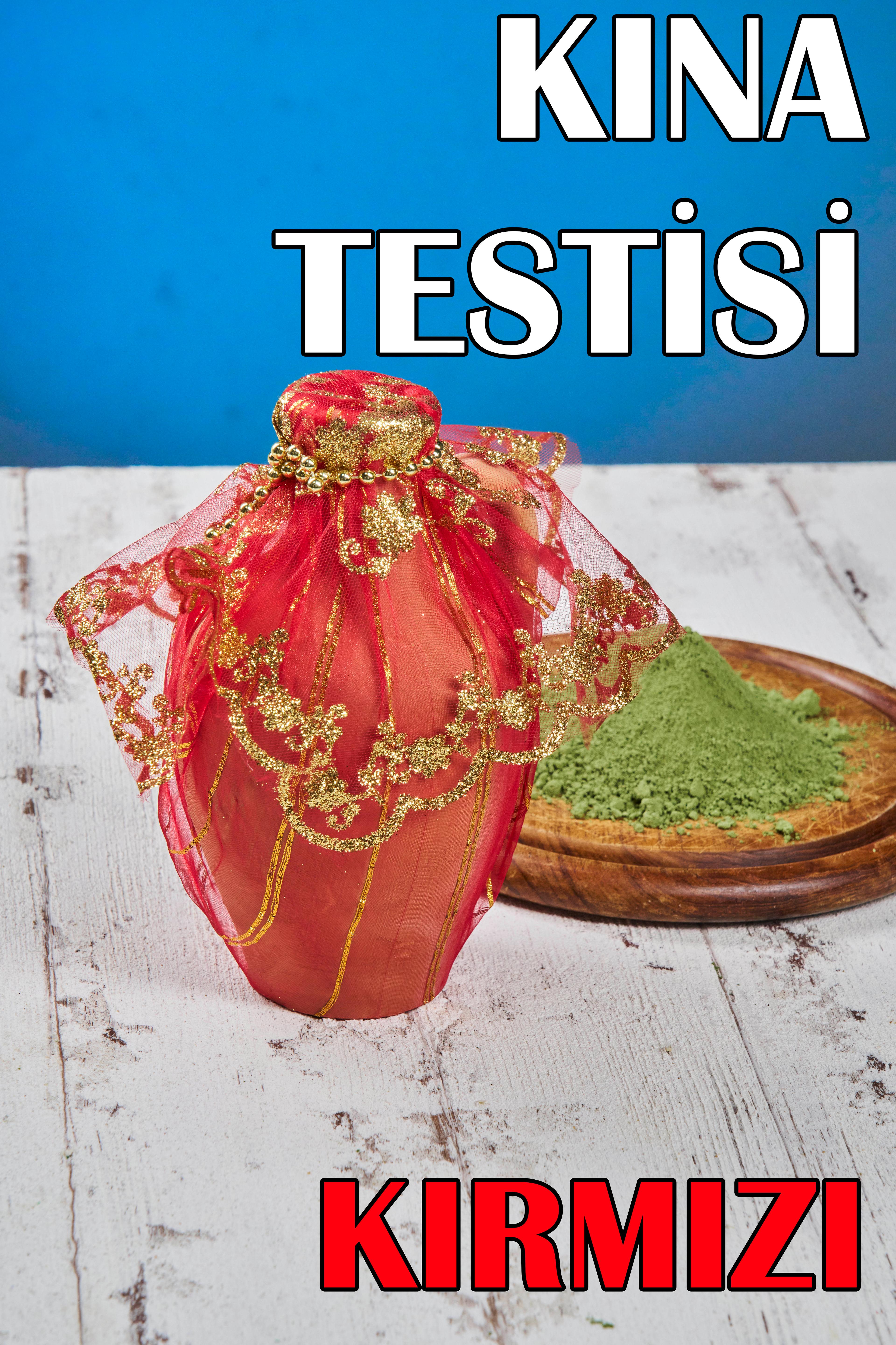 Süslü Kına Testisi (22x13 cm) - KIRMIZI