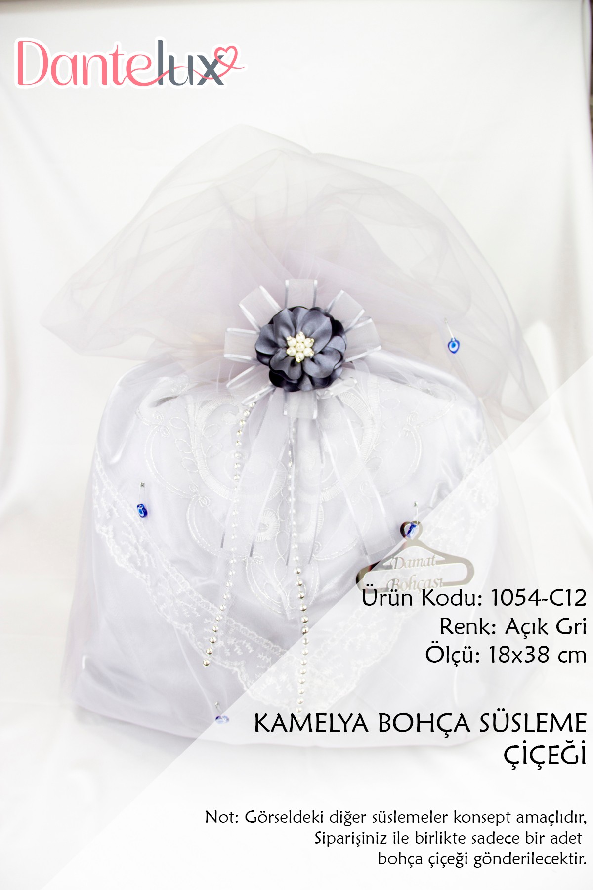 Kamelya Bohça Süsleme Çiçeği - AÇIK GRİ