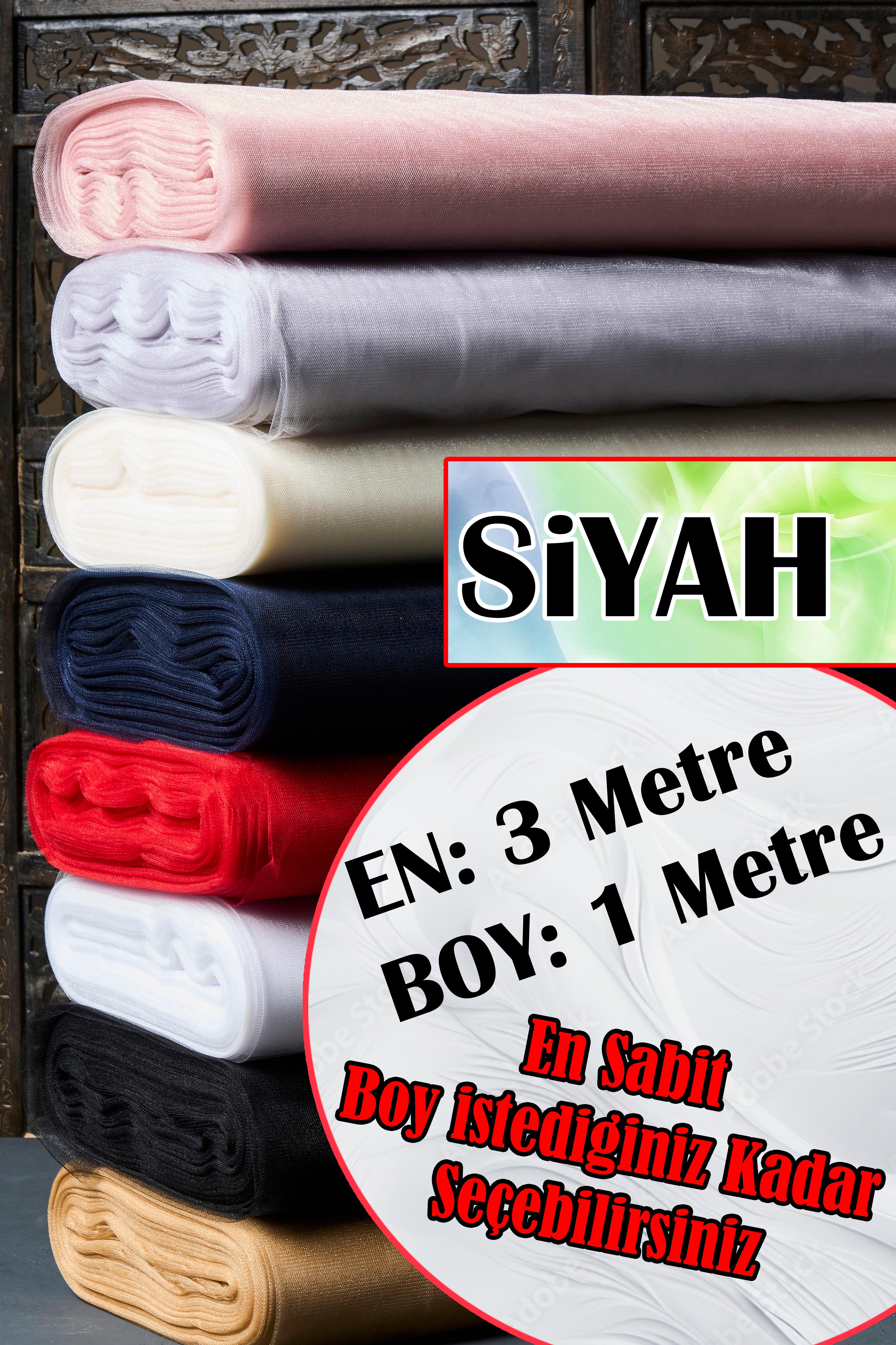 Çok Amaçlı Kristal Tül (Bohça Tülü) Metrelik - En: 3 Metre / Boy: 1 Metre - SİYAH