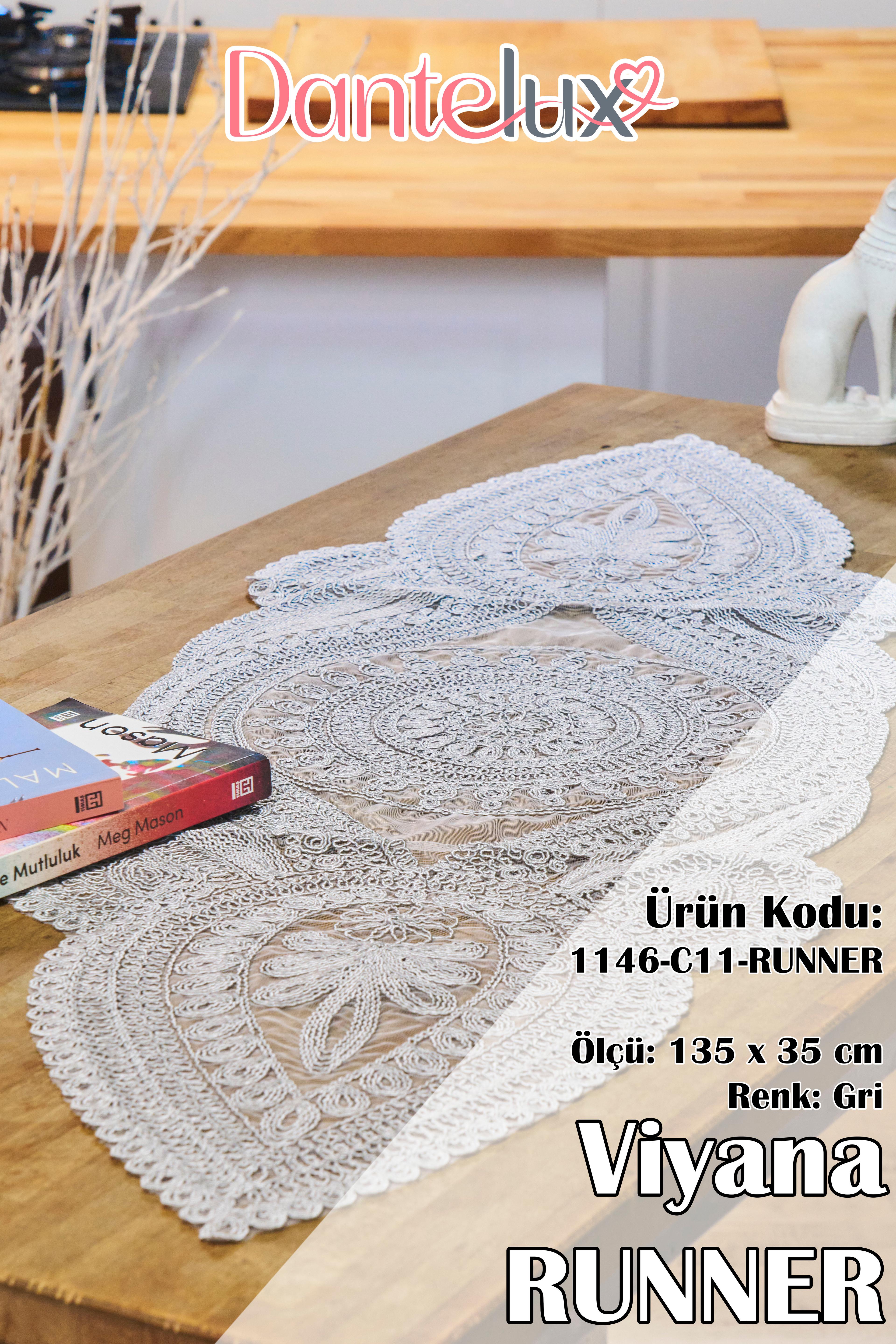 Viyana Örme Tek Runner (135x35 cm) - GRİ