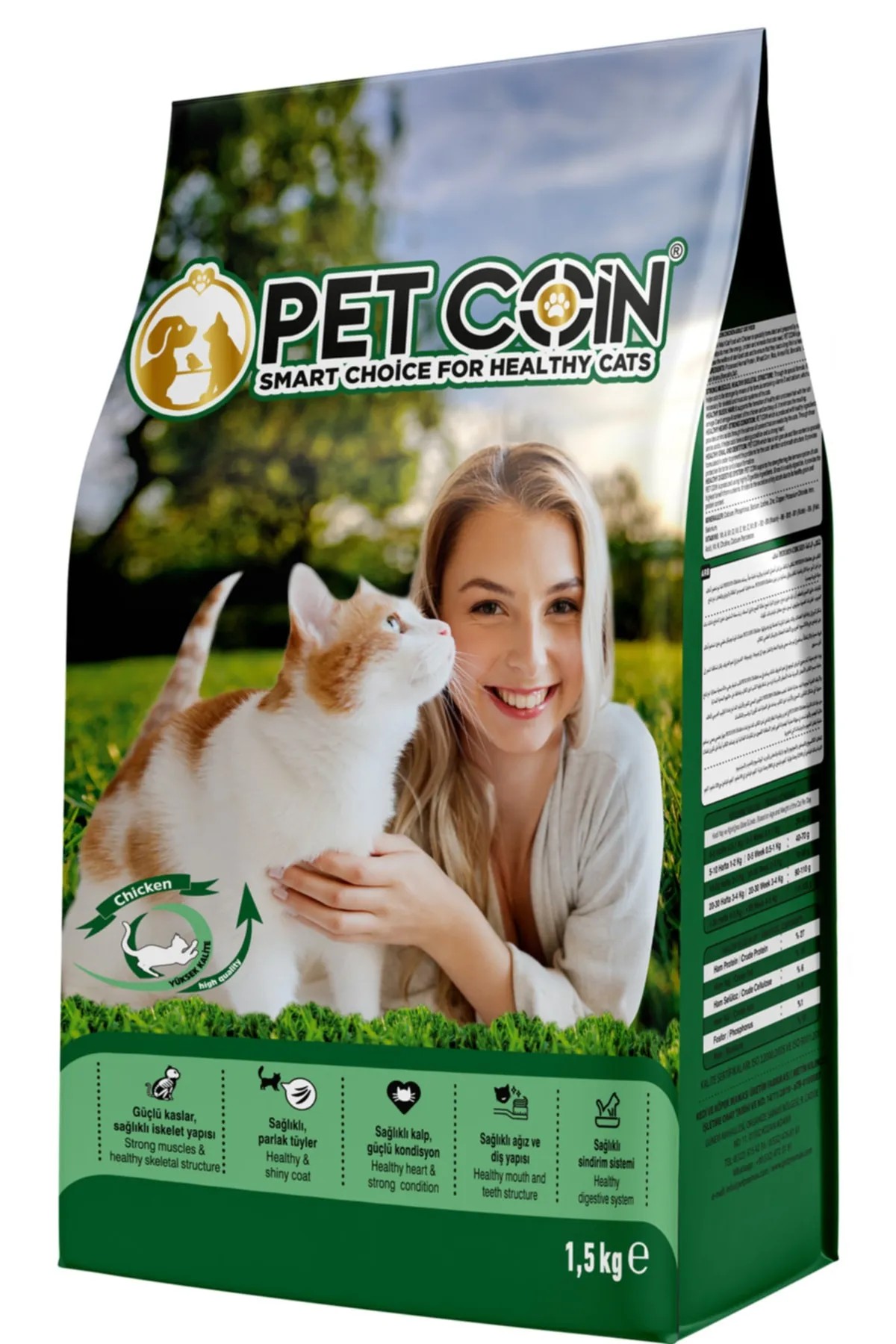 Petcoin 1,5 Kg Tavuklu Kedi Maması 