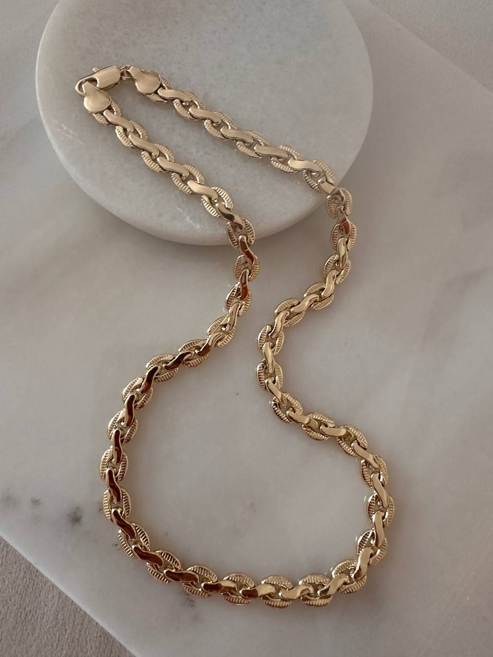 Vip Çelik Gold Renk Lazer Kesim Kolye Uzunluk 45 cm. Kalınlık 7 mm.