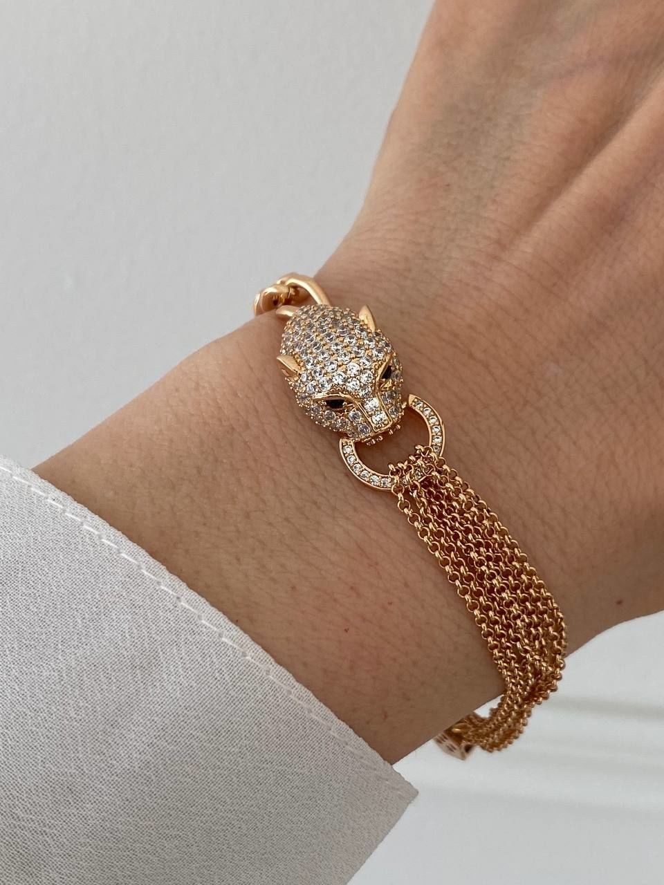 Vip Çelik Gold Renk Zirkon Taş Antialerjik Aslan Kafası Figürlü Bileklik Uzunluk 18 cm.