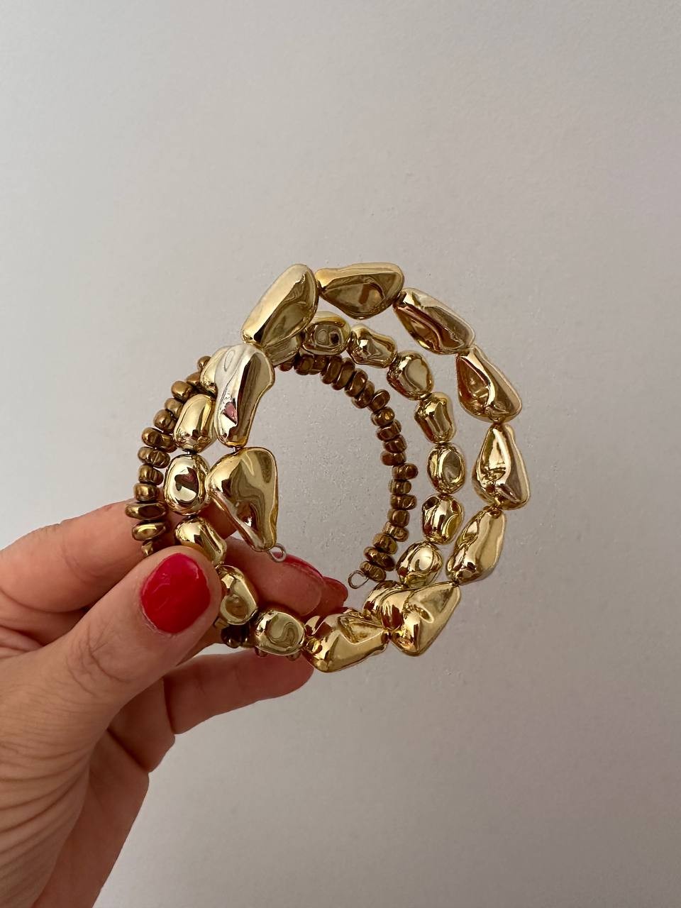 Gold Renk Rodyum Kaplama 3 Sıra Sarmal Spiral Bileklik
