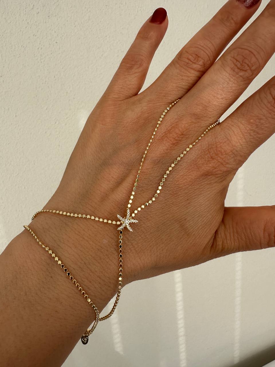 Gold Renk Zirkon Taşlı Pul Zincirli Deniz Yıldızı Figürlü Rodyum Kaplama Şahmeran Bileklik