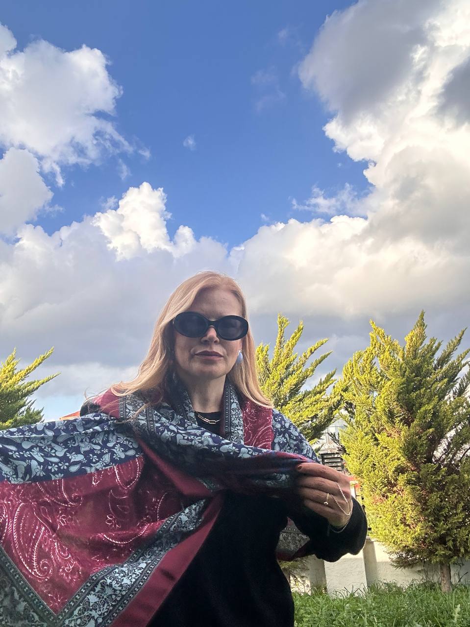 Renkli Desenli Lüks Pamuklu Kumaş Şal 180 cm. x 85 cm.